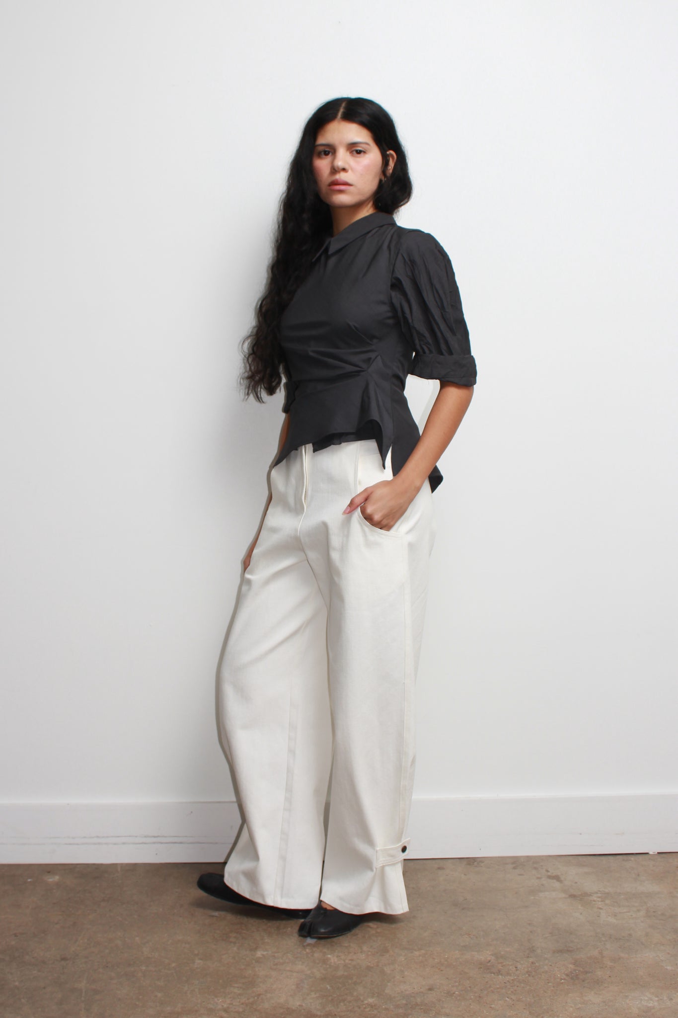 Vase Back Button Vest in Charcoal