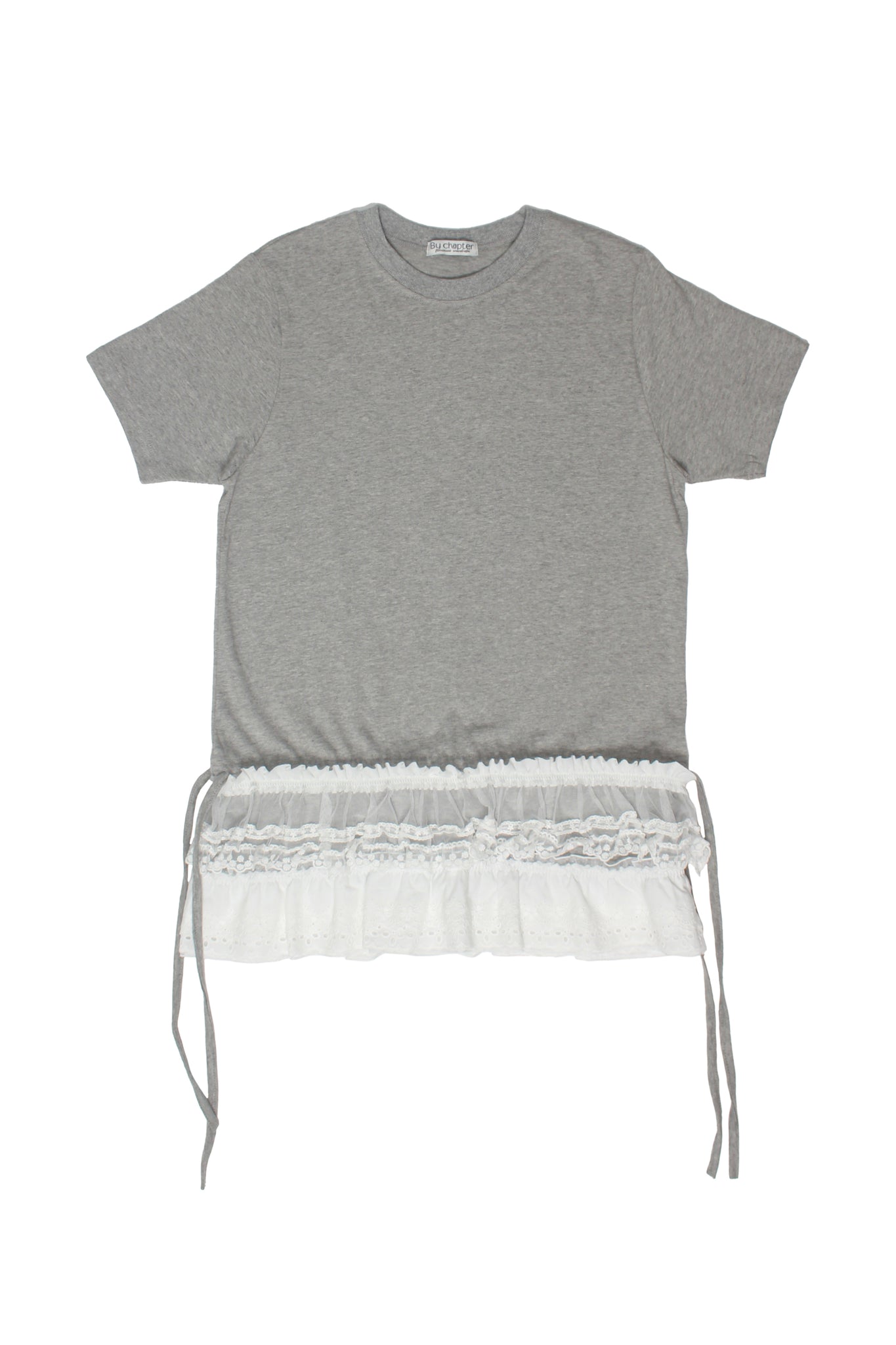 Lace Hem T-Shirt in Melange Grey