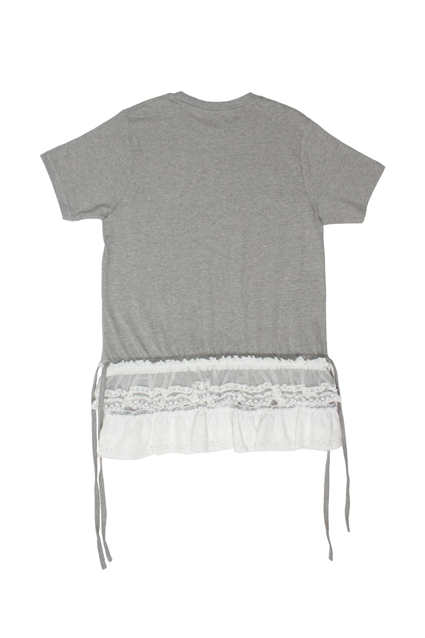 Lace Hem T-Shirt in Melange Grey