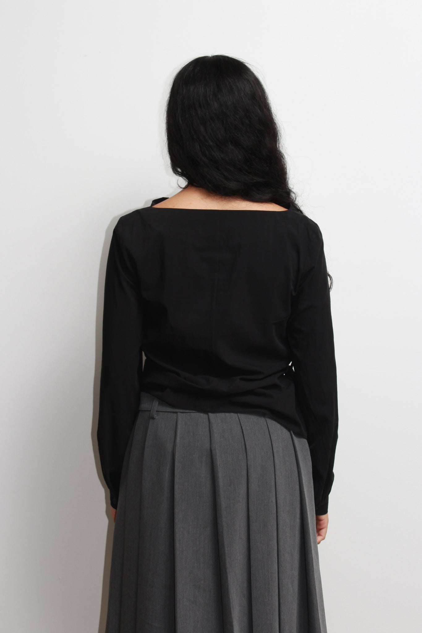 Cowl Neck Wrap Top in Black