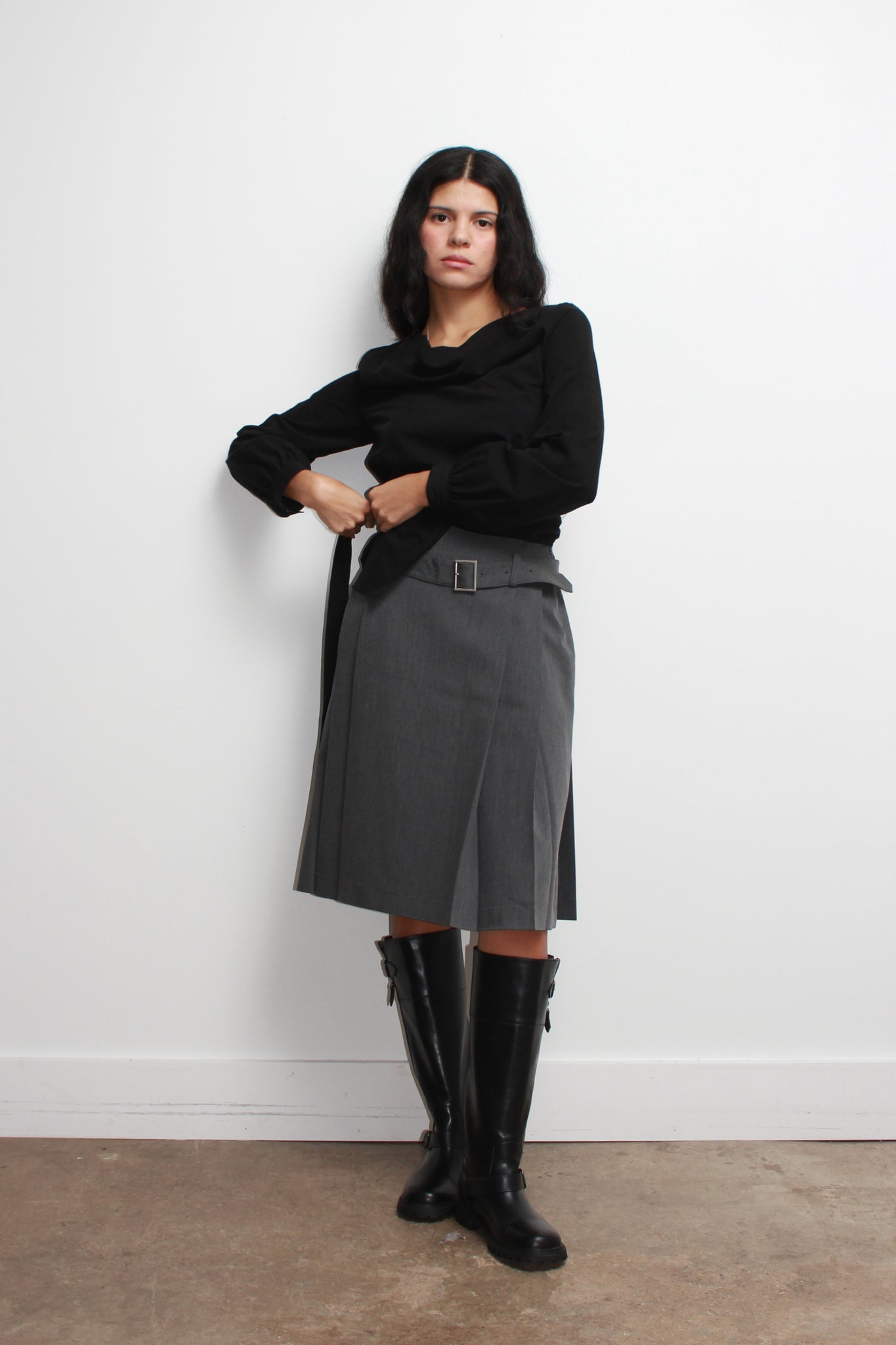 Cowl Neck Wrap Top in Black