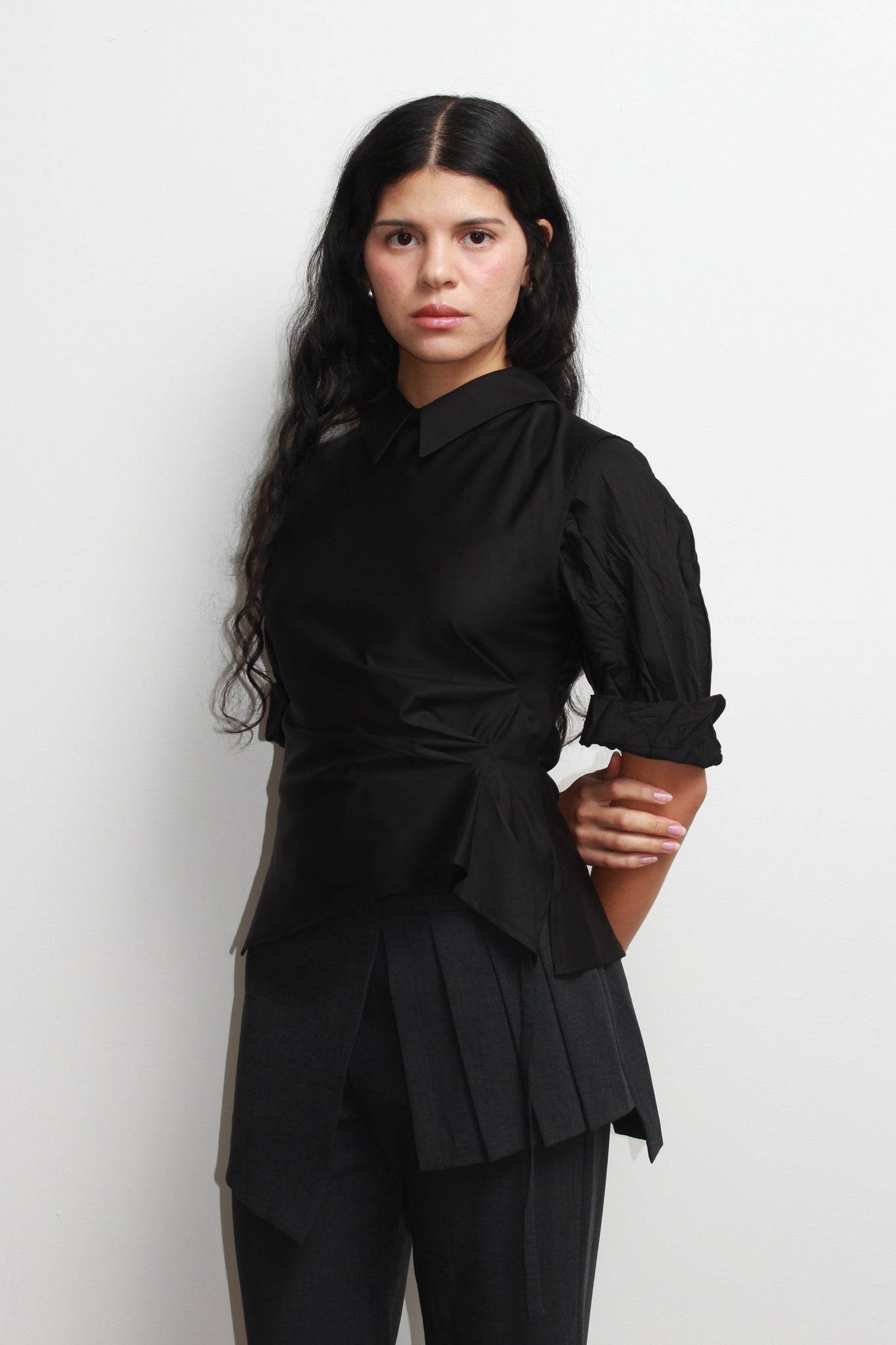 Vase Back Button Vest in Black