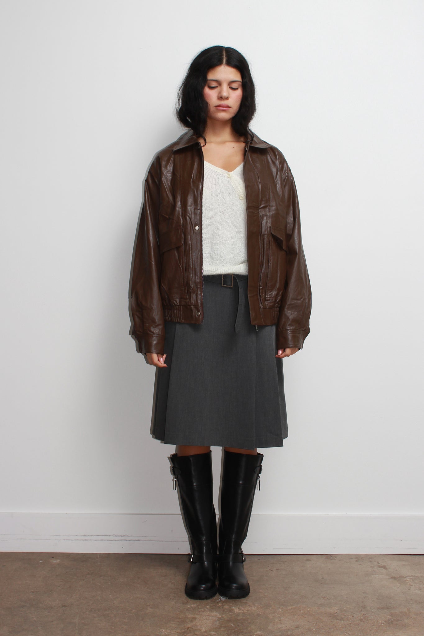 Mudd Vegan Leather Jacket in Brown