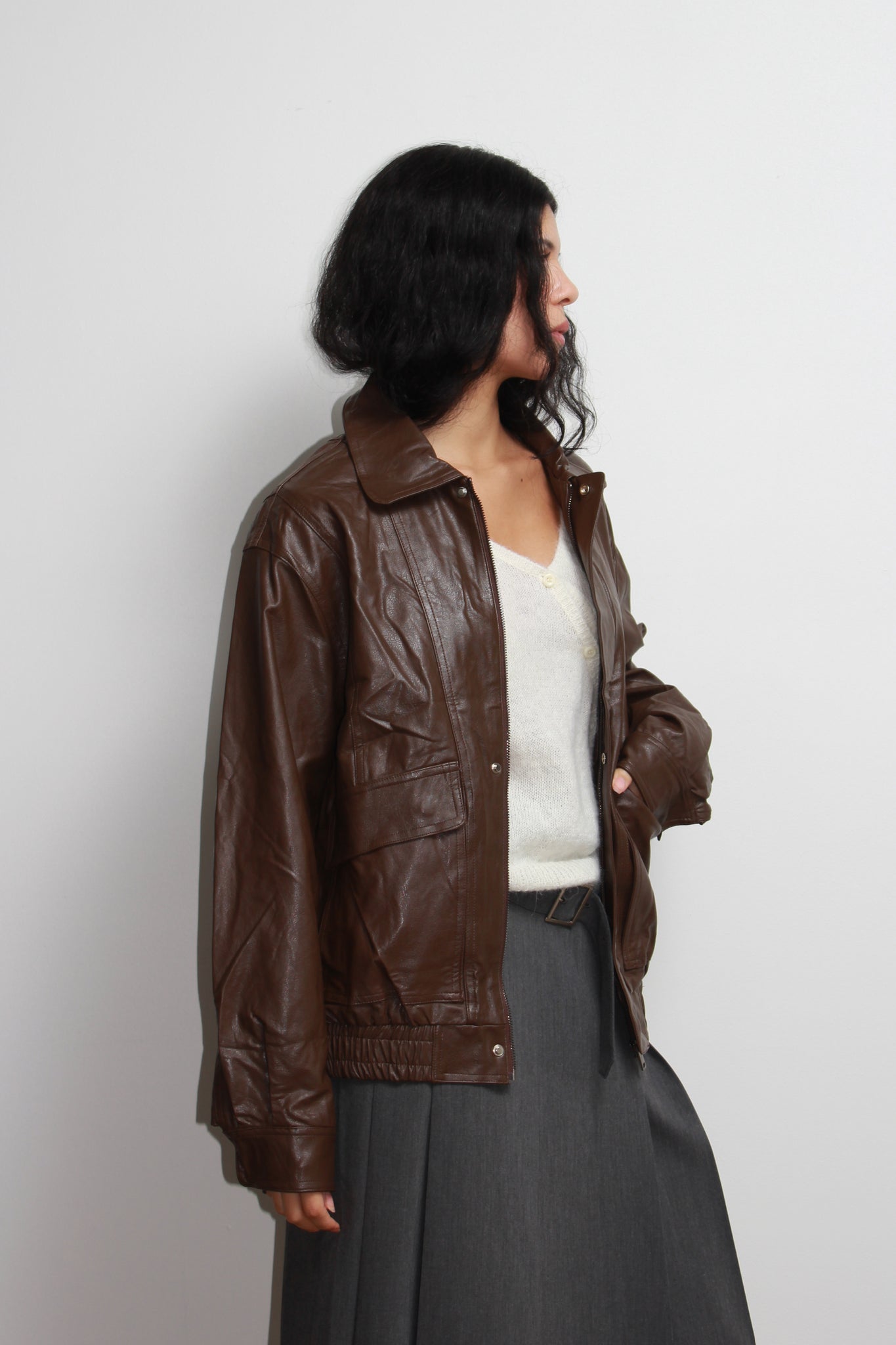 Mudd Vegan Leather Jacket in Brown