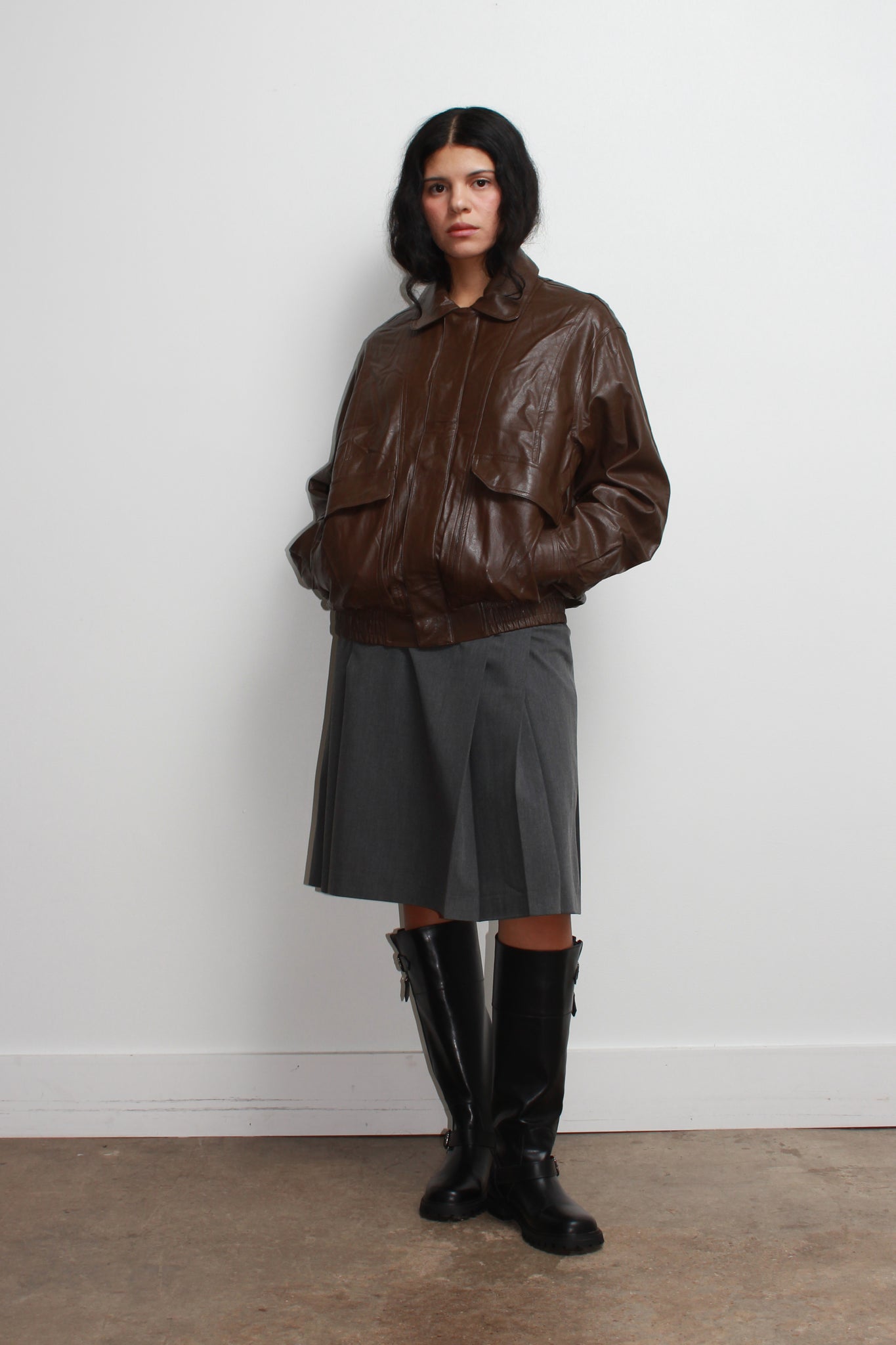 Mudd Vegan Leather Jacket in Brown
