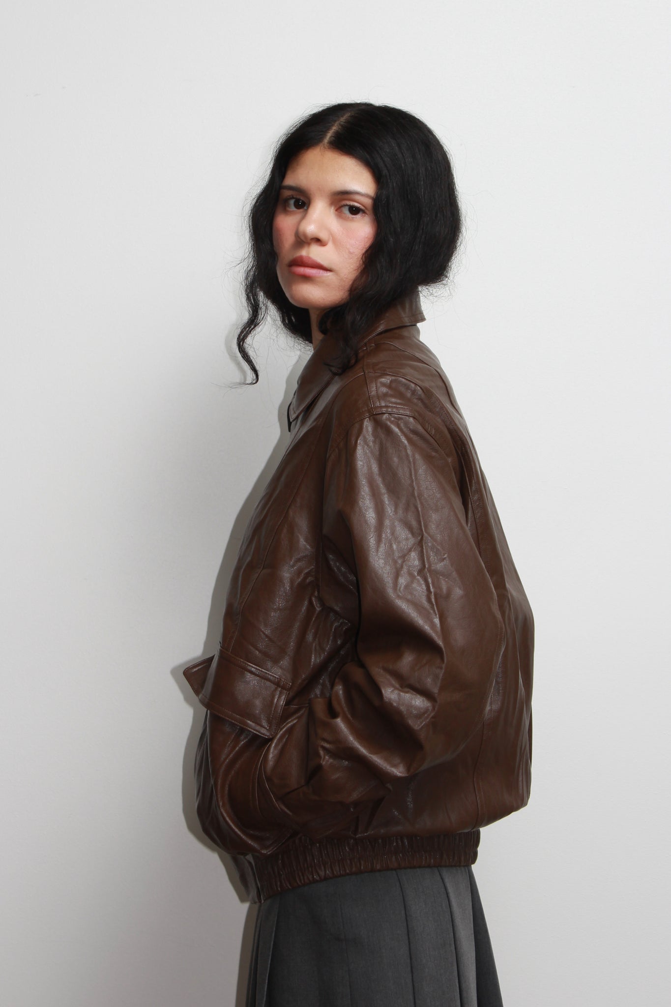 Mudd Vegan Leather Jacket in Brown