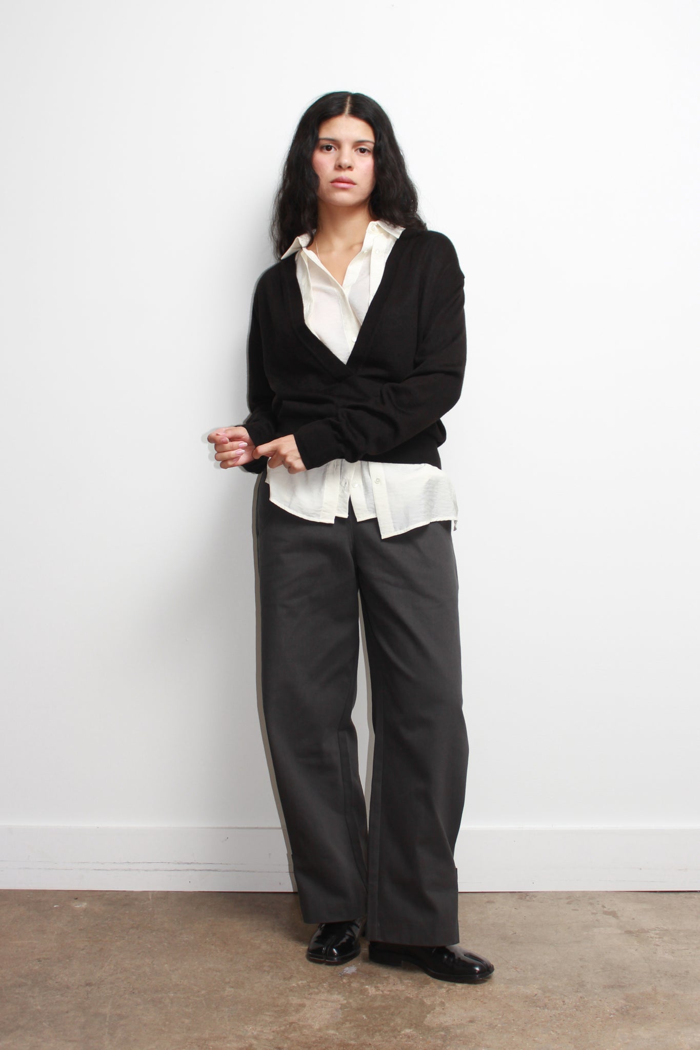 Koi Deep V-neck Knit Top in Black