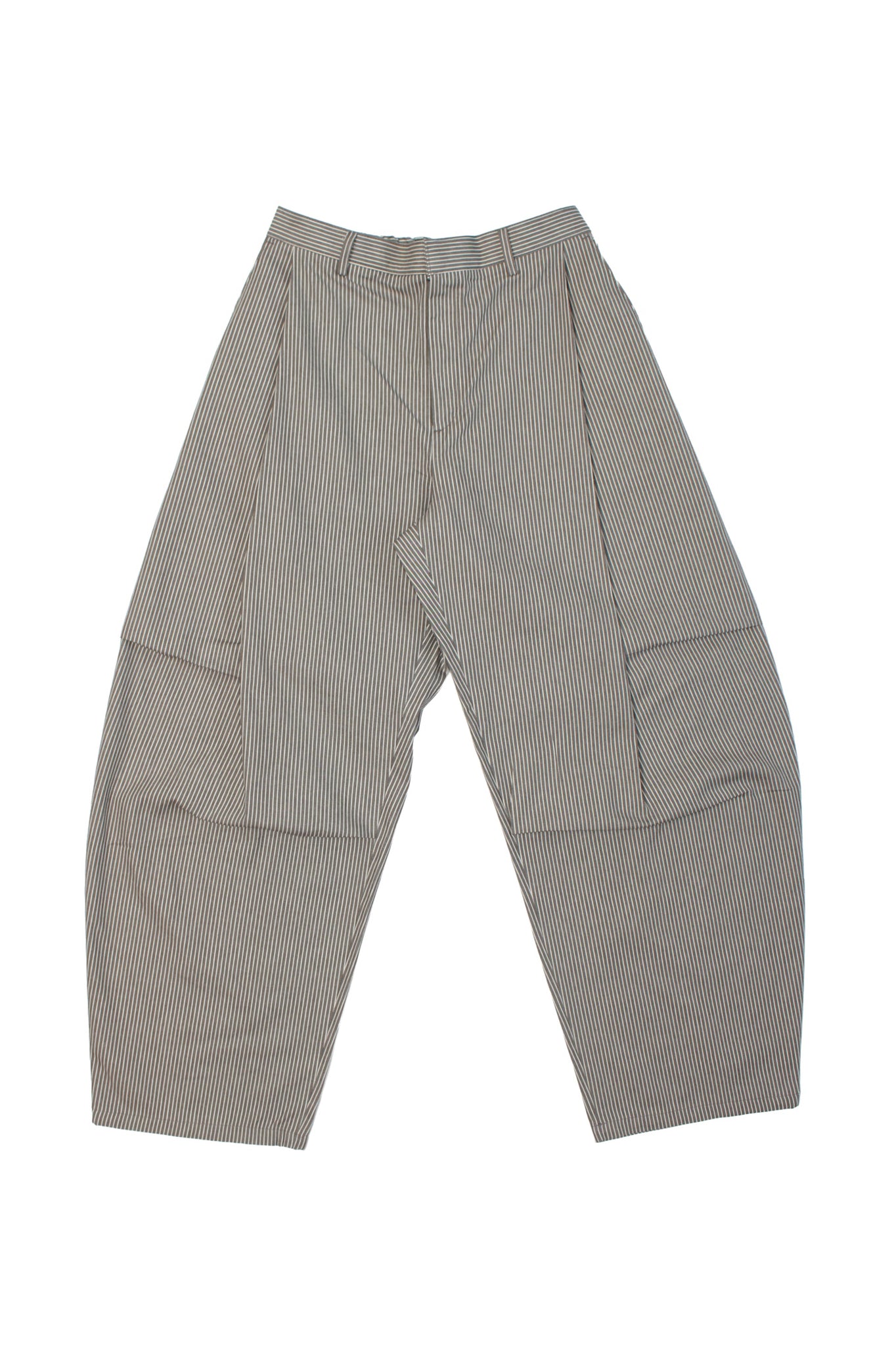 Obi Stripe Curved Pants in Khaki Grey
