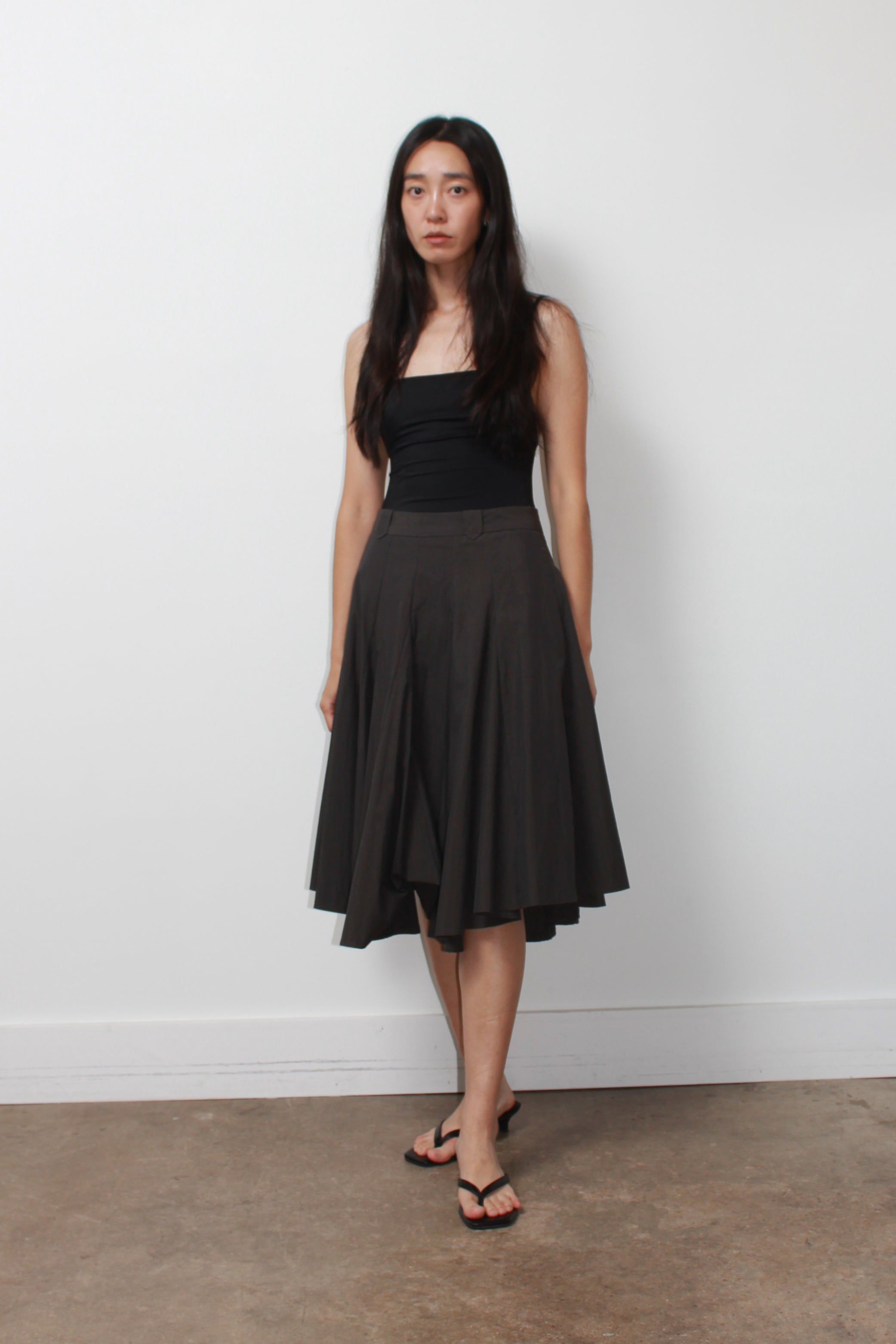 Asymmetrical Paneled Midi Skirt in Charcoal – Jowa.shop