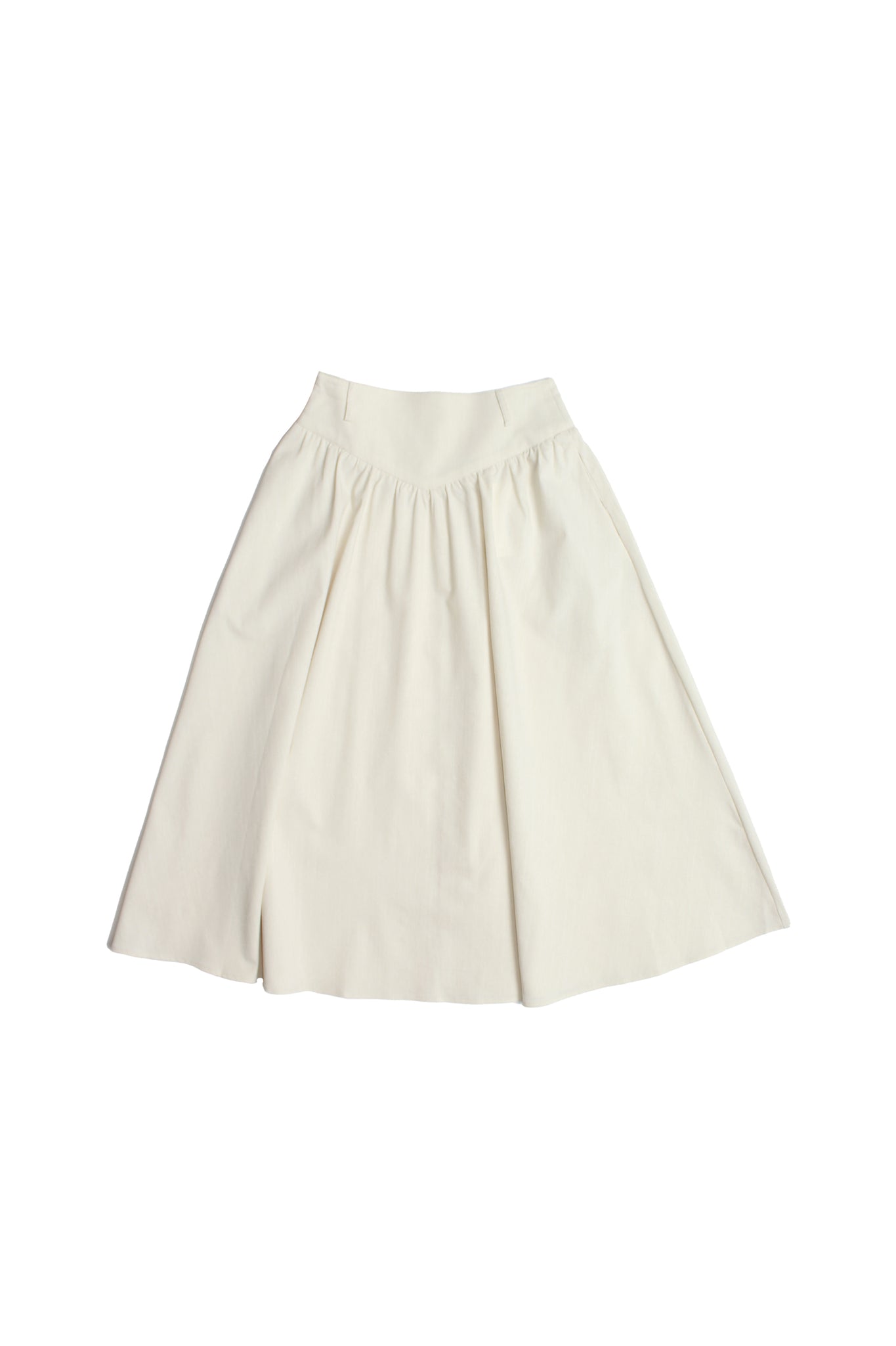 Belt loop Shirring Skirt in Cream