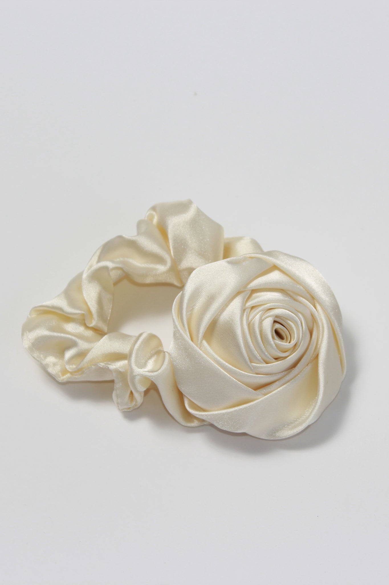 Rose Satin Scrunchie in Off White