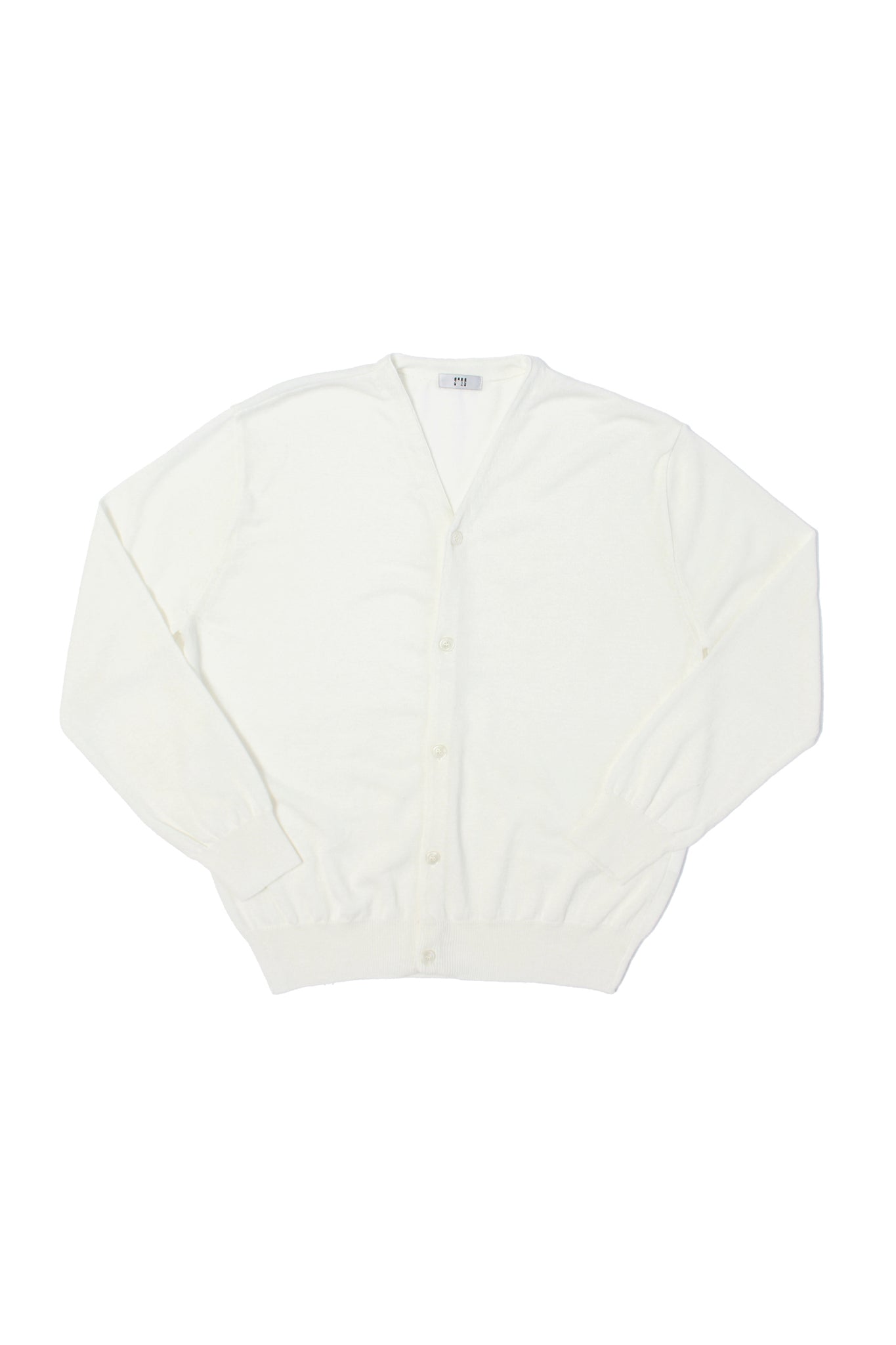 Crop Linen Round Neck Cardigan in Off White