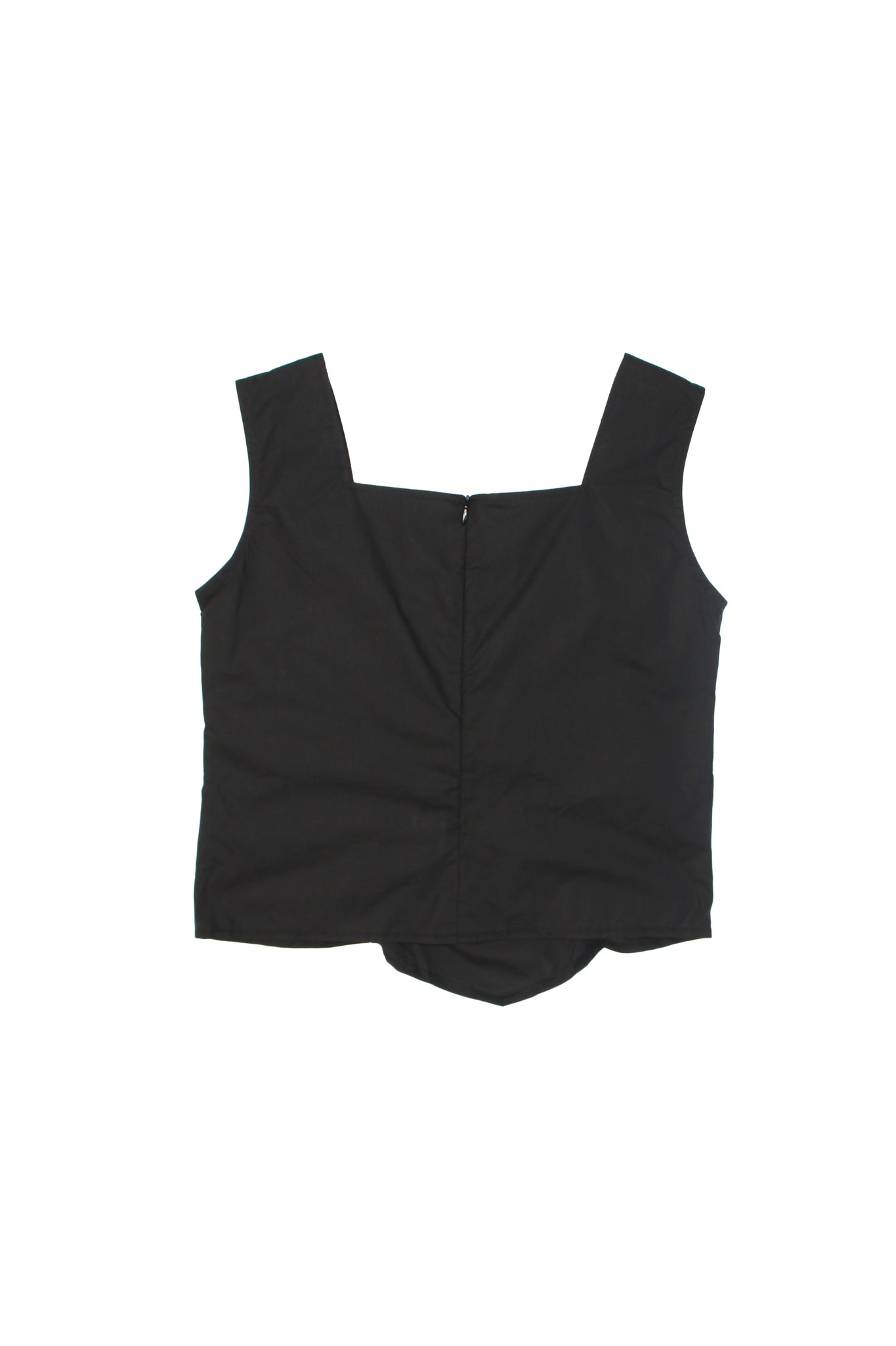 Three Shirring Unbalance Hem Top in Black