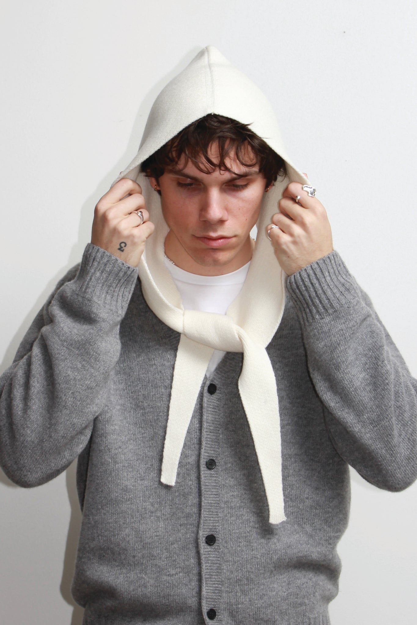 Andy Merino Wool Head Scarf in Ivory