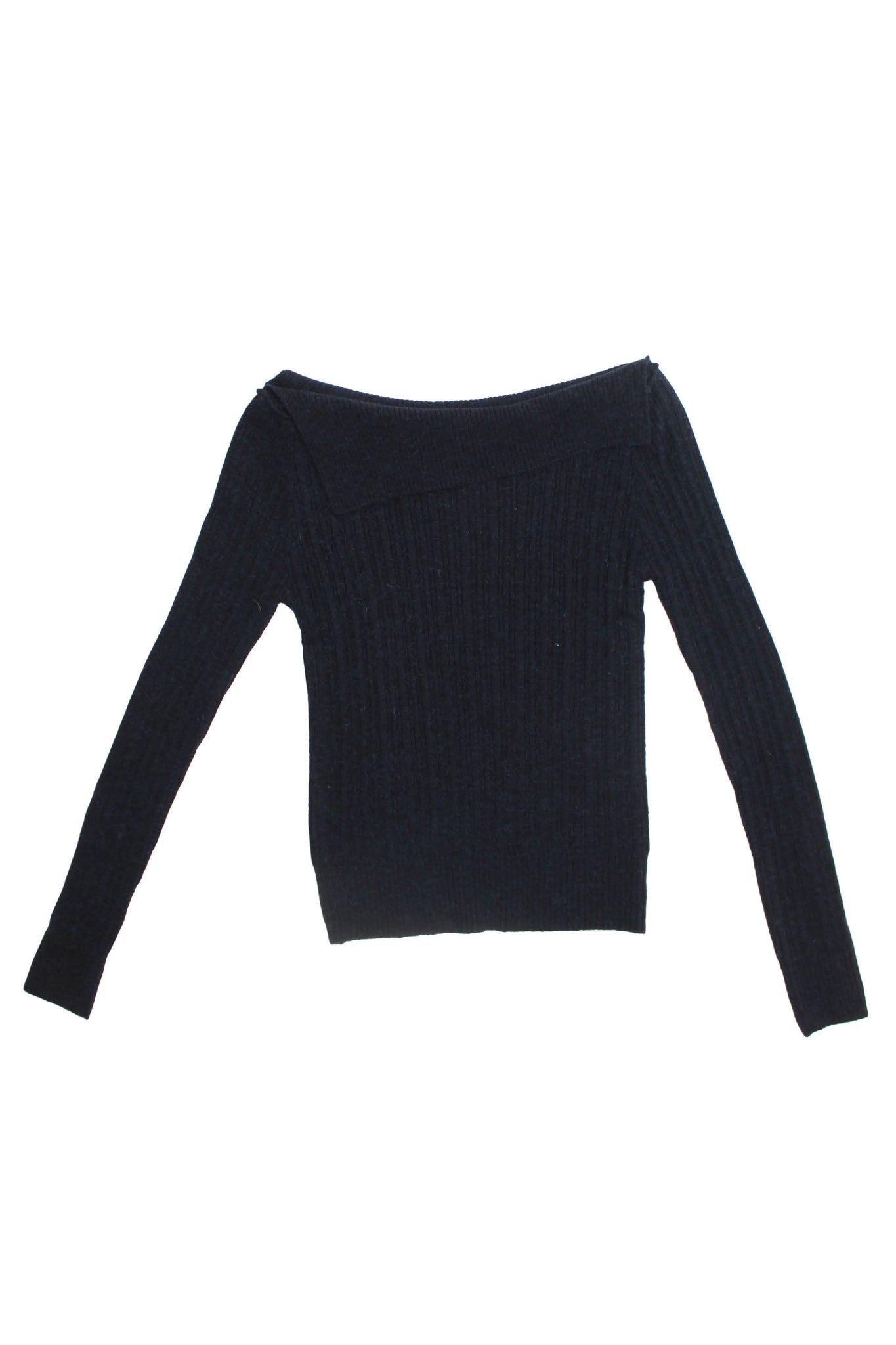 Alpaca Ribbed Off Shoulder Knit