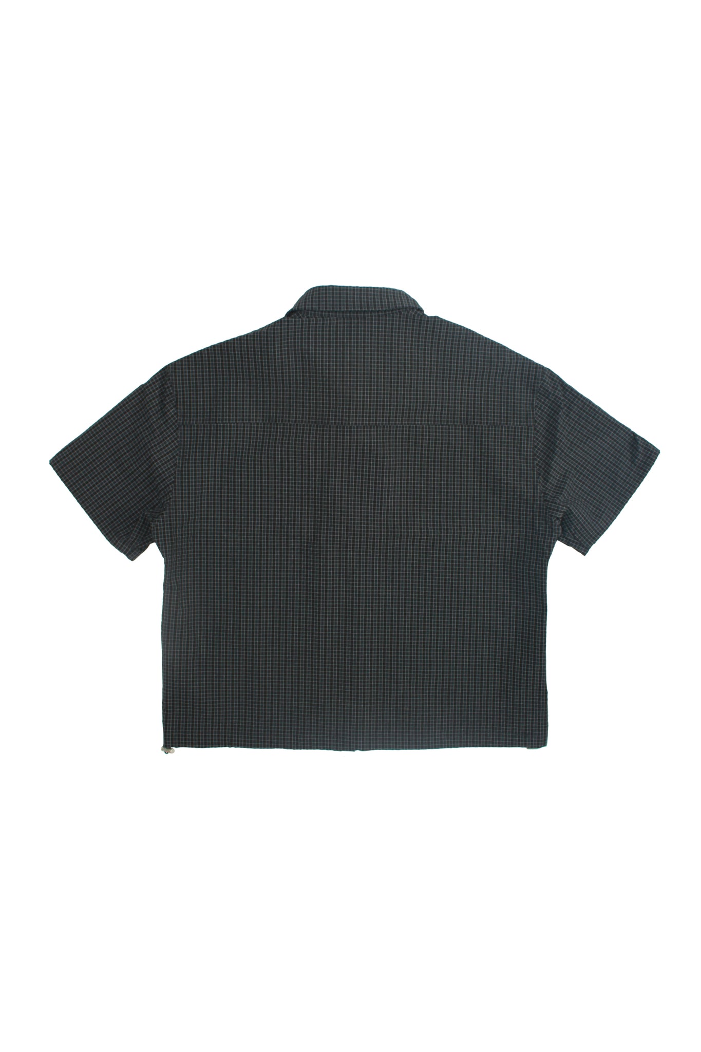 Hidden String Plaid Zipper Shirt in Navy
