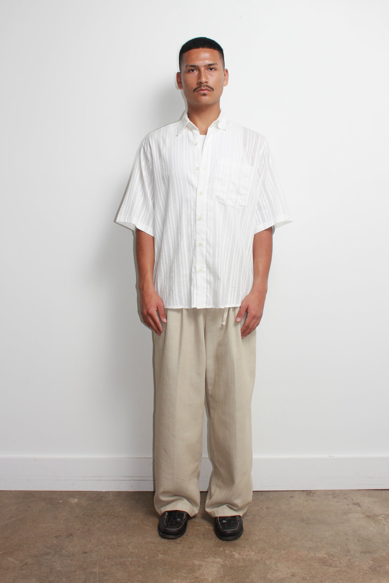 Net line Short Sleeve Shirt in White
