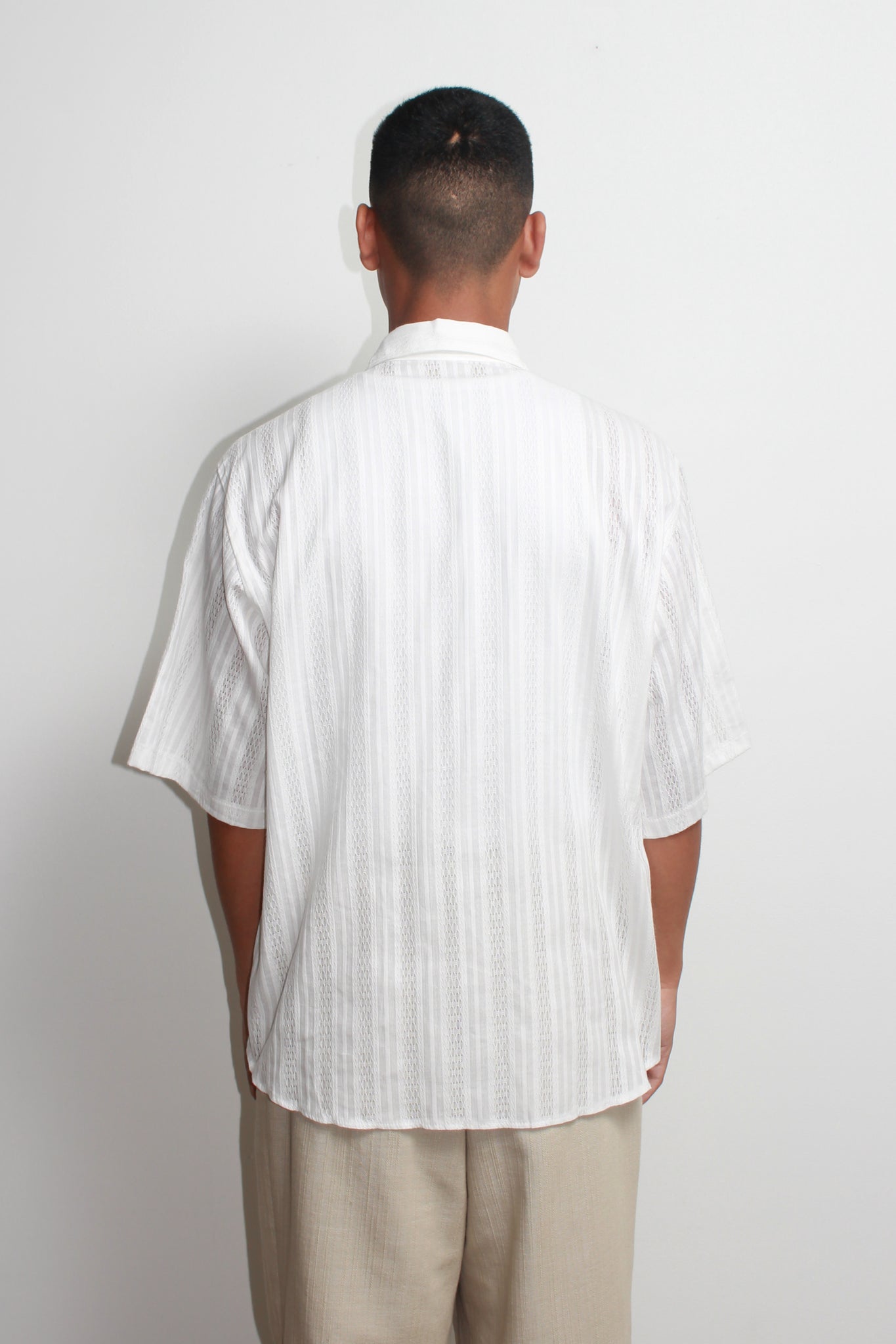 Net line Short Sleeve Shirt in White