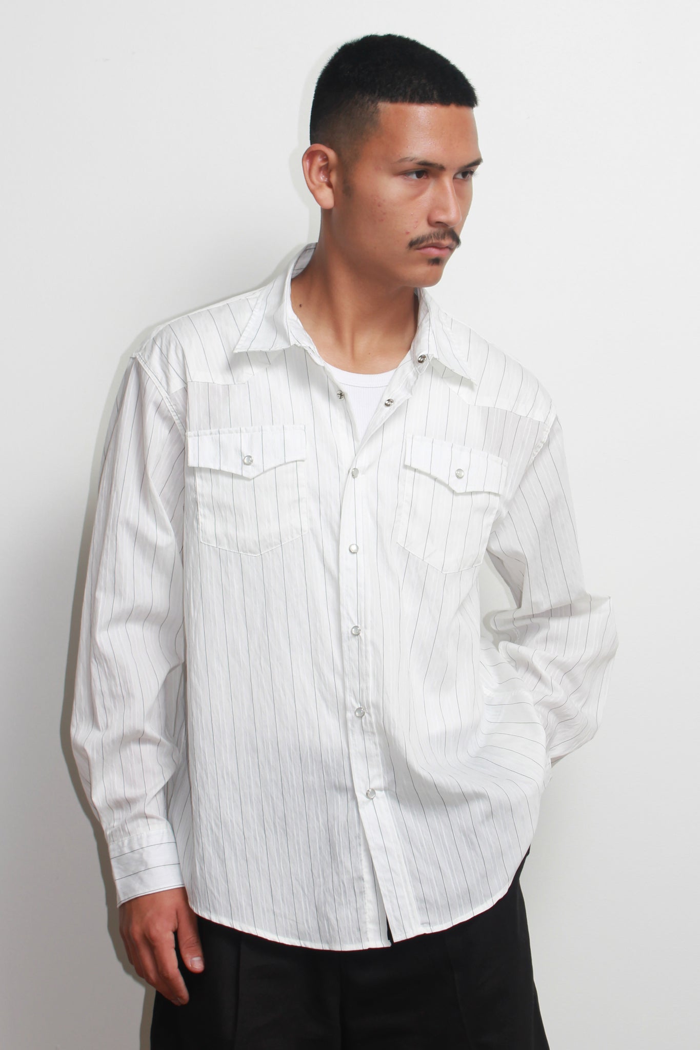 Stripe Western Summer Shirt in White