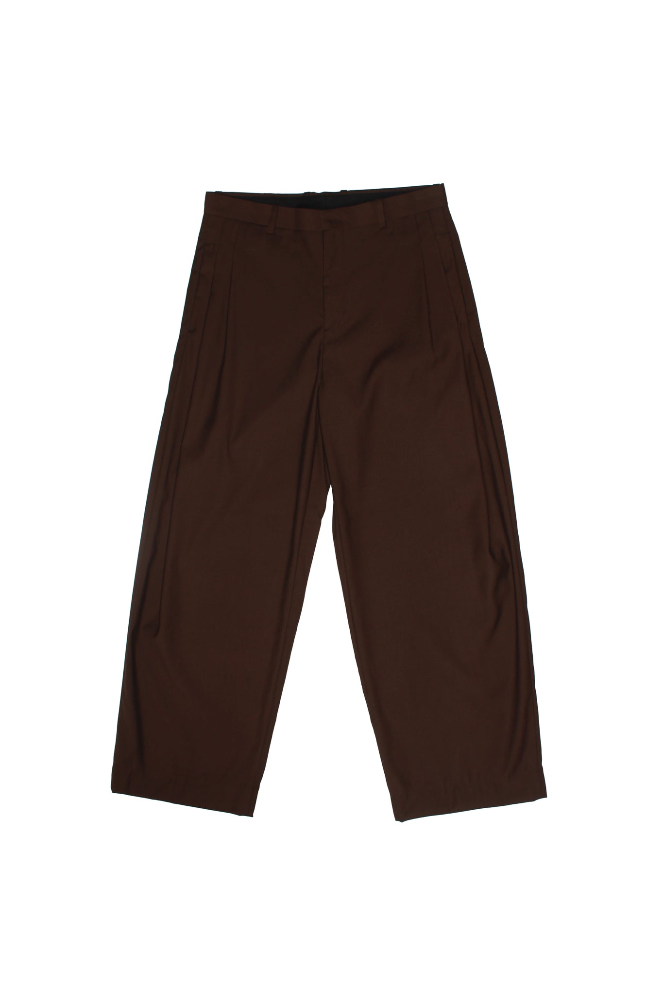 Three Pin-tuck Trousers in Brown