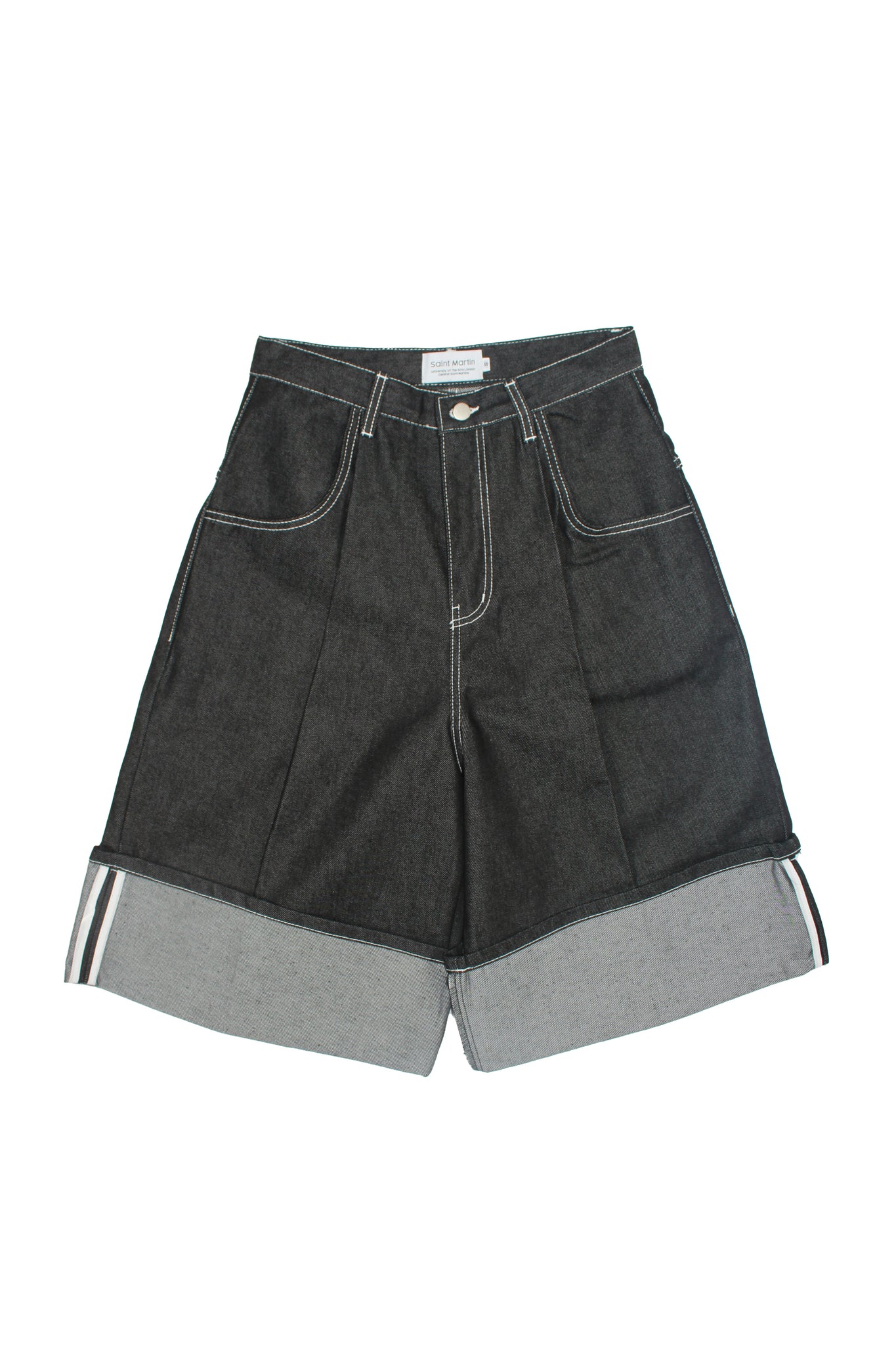 Selvage roll up denim shorts