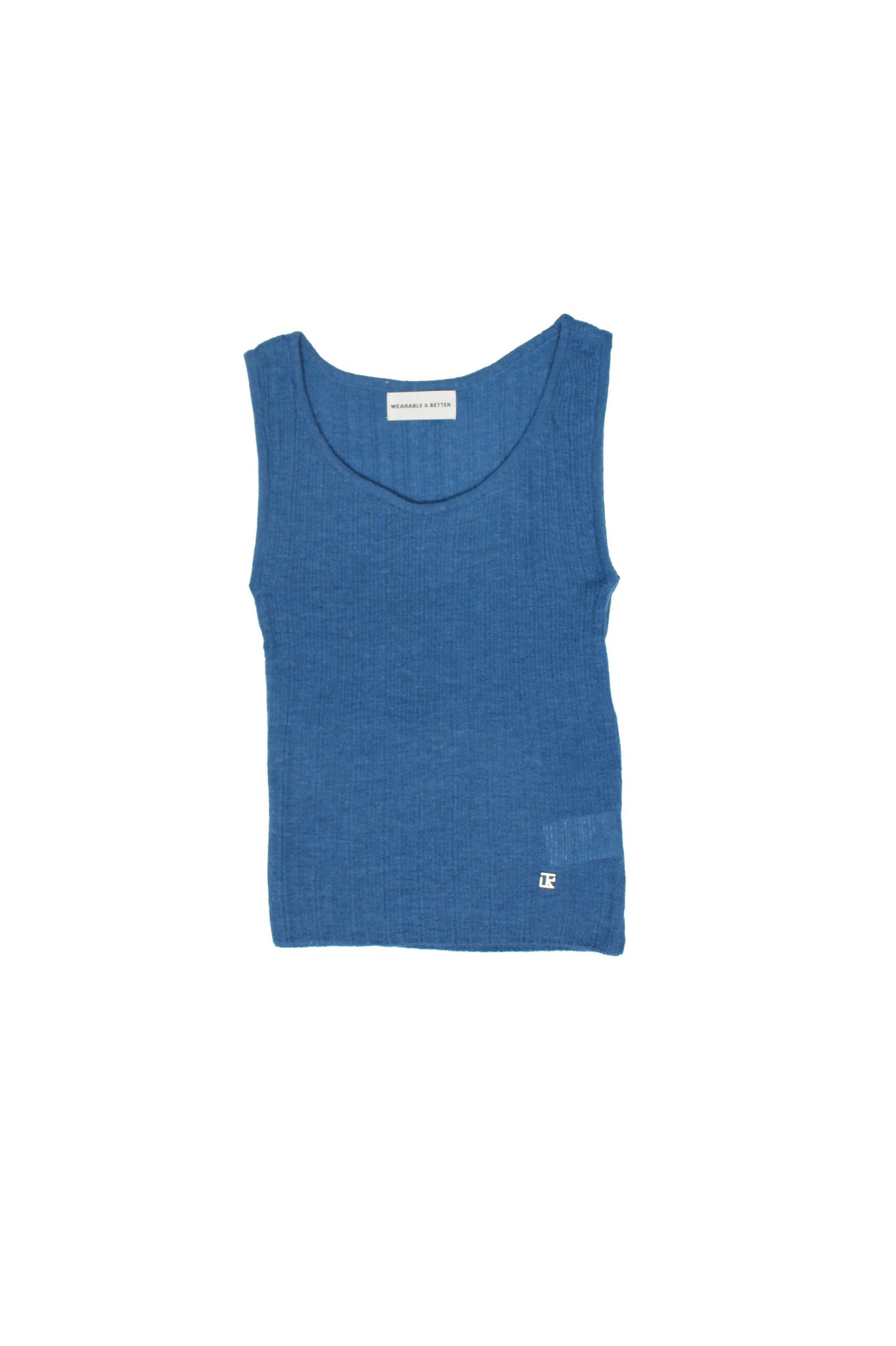 Rein Alpaca Ribbed Sleeveless Top in Blue