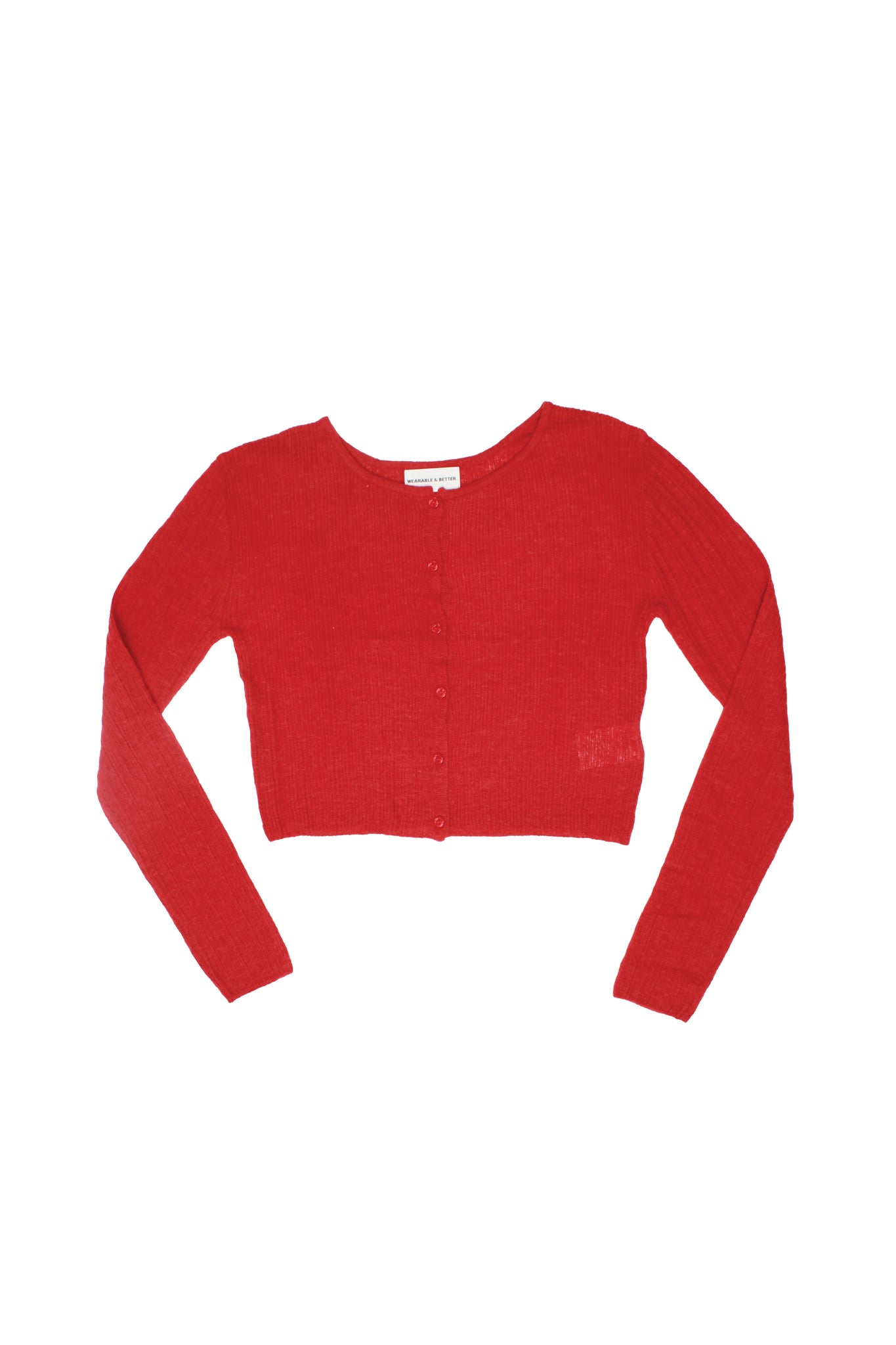 Rein Alpaca Ribbed Cardigan in Red