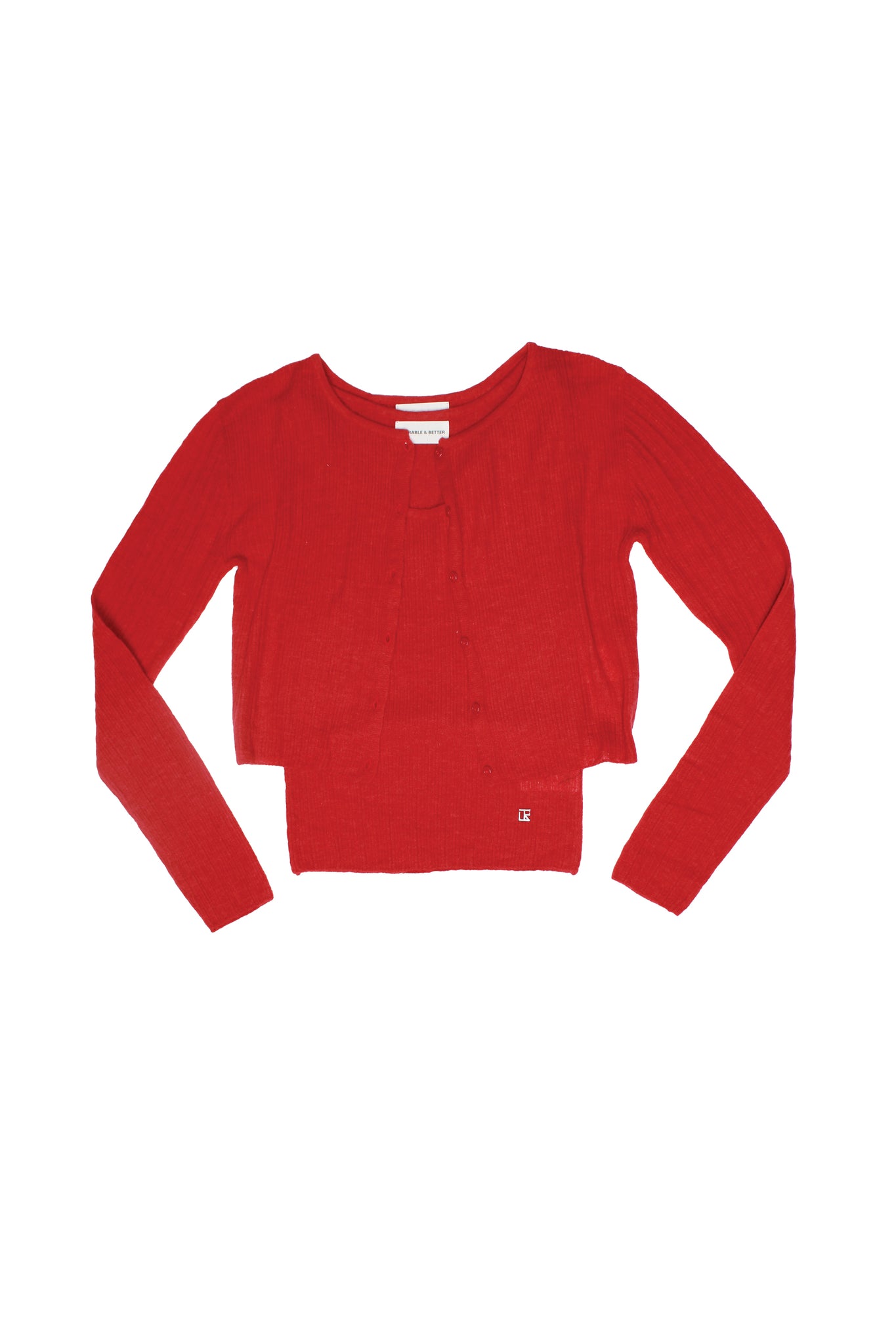 Rein Alpaca Ribbed Cardigan in Red