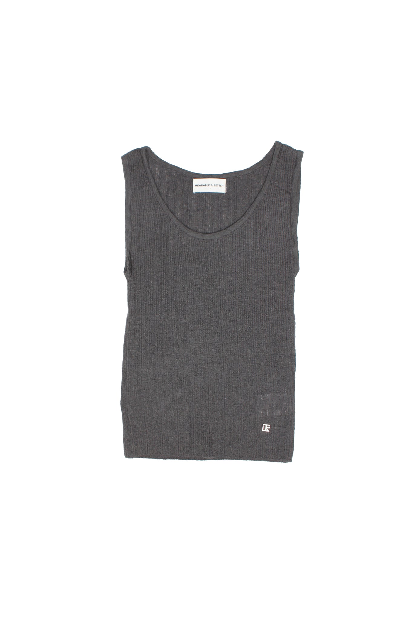 Rein Alpaca Ribbed Sleeveless Top in Charcoal