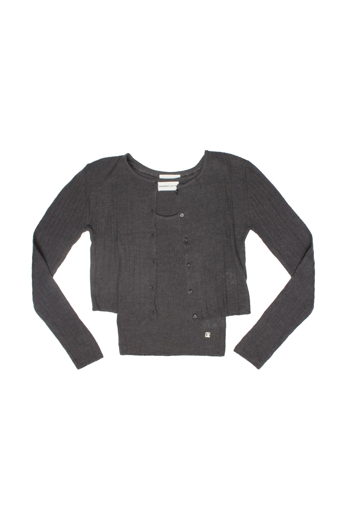 Rein Alpaca Ribbed Cardigan in Charcoal