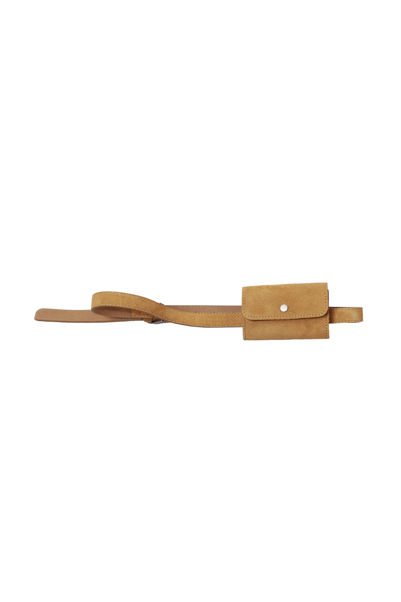 Suede Mini Bag Belt in Camel