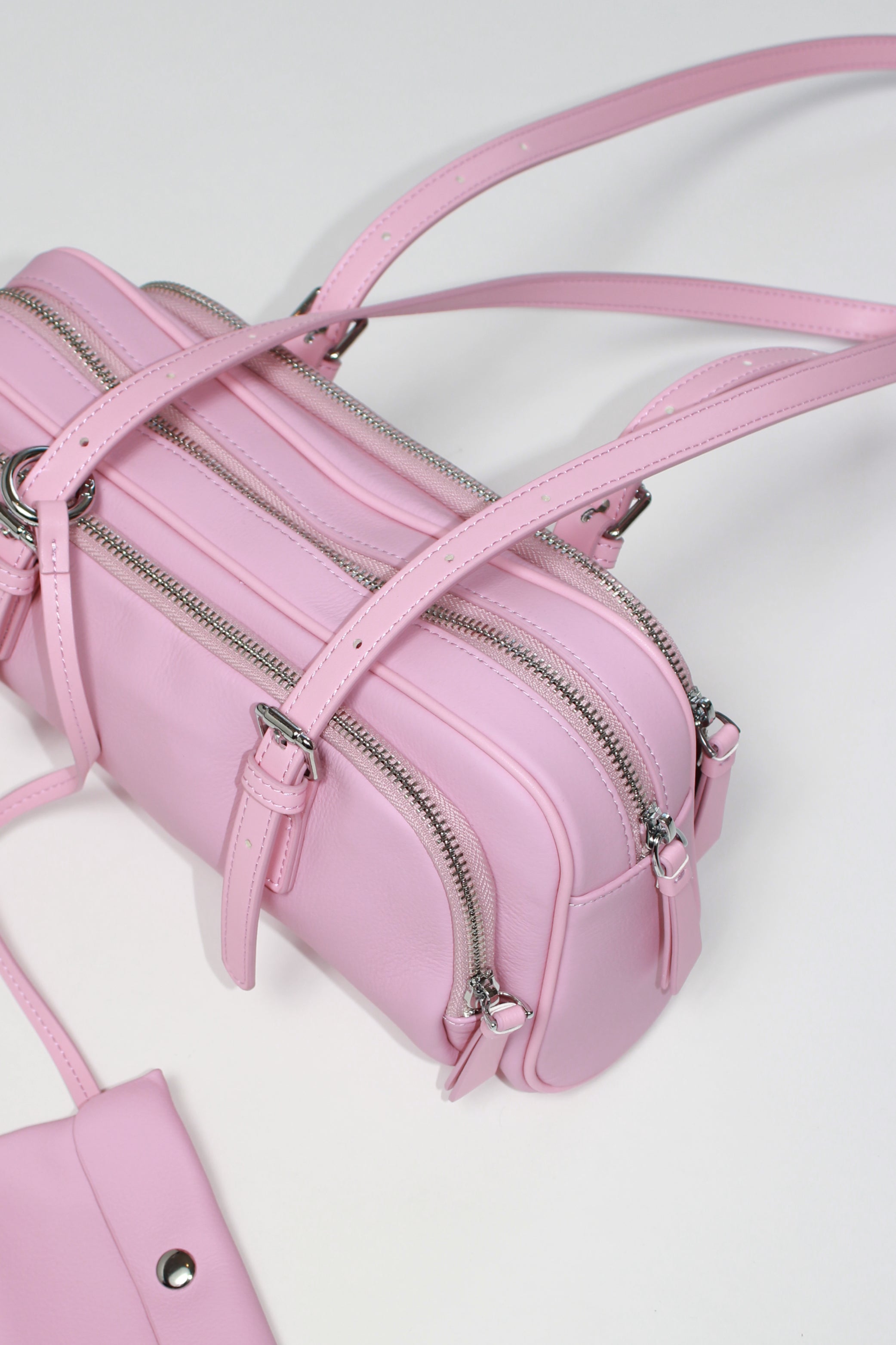 Double Zipper Shoulder Bag in Pink – Jowa.shop