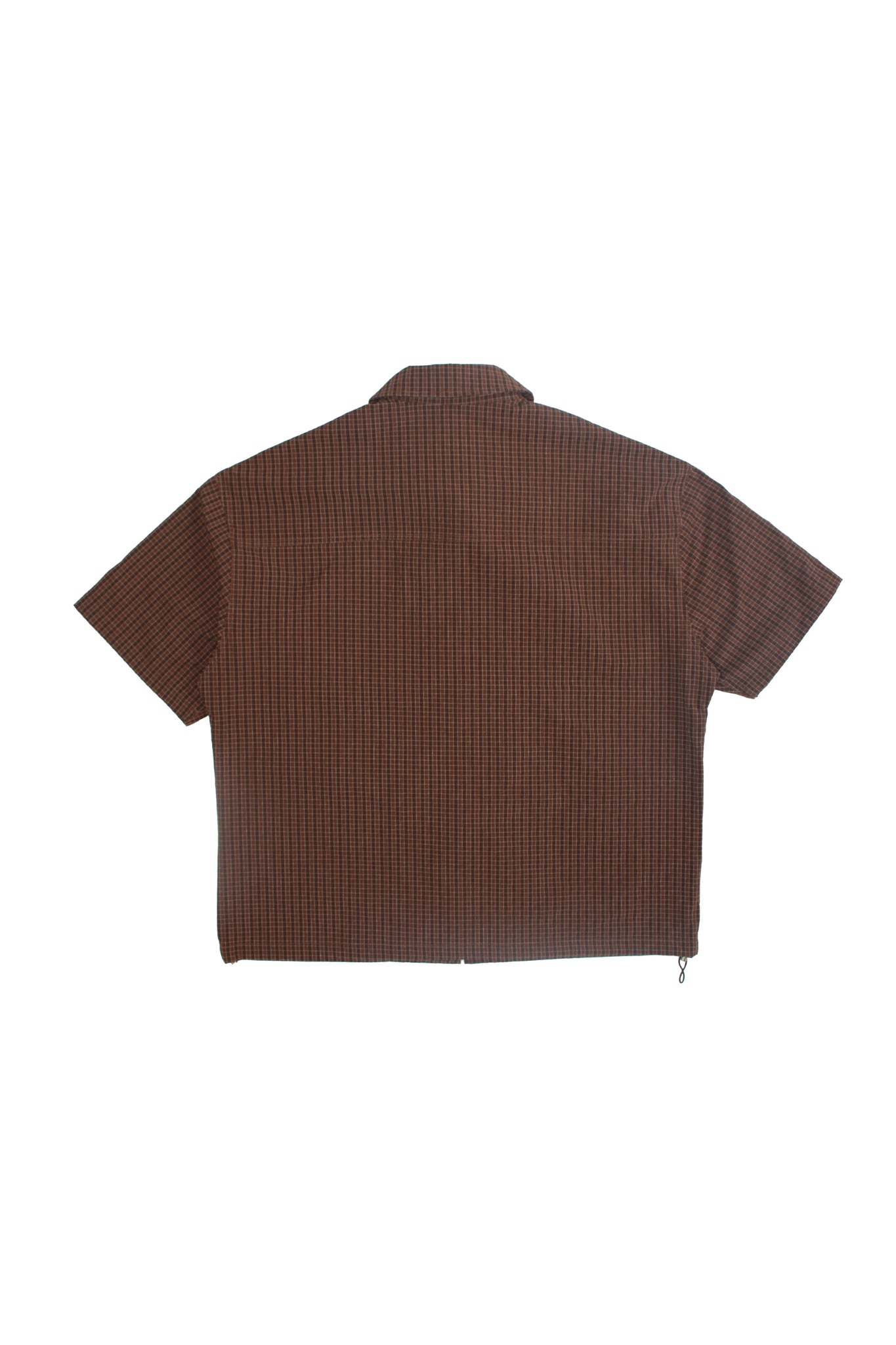 Hidden String Plaid Zipper Shirt in Brown