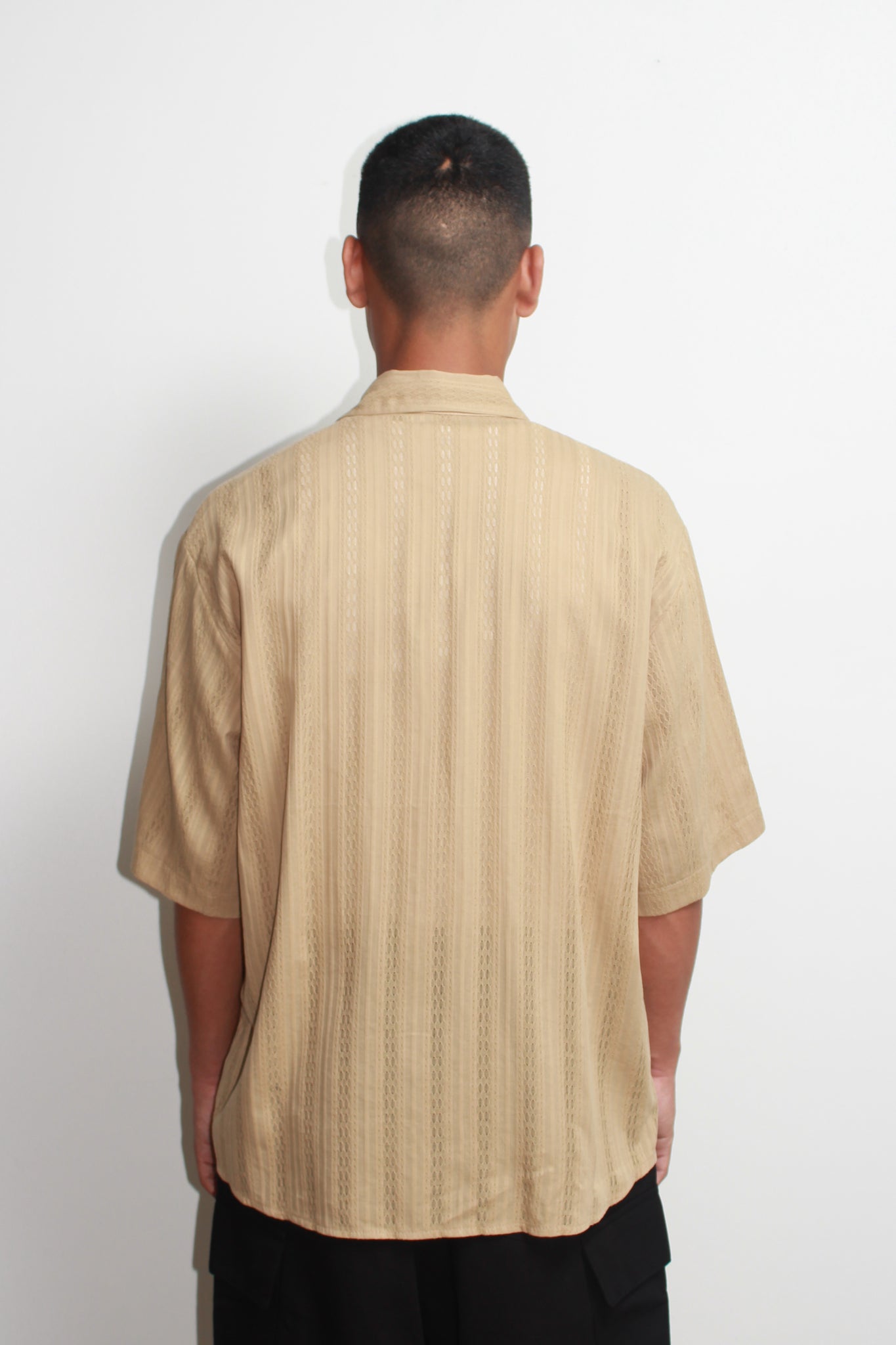 Net line Short Sleeve Shirt in Beige