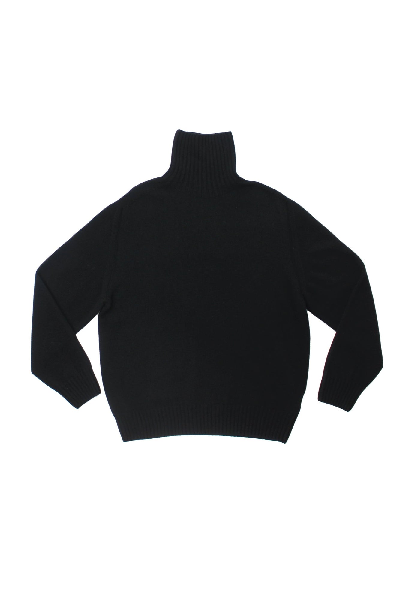 Whole garment Fine wool Turtleneck Sweater in Black