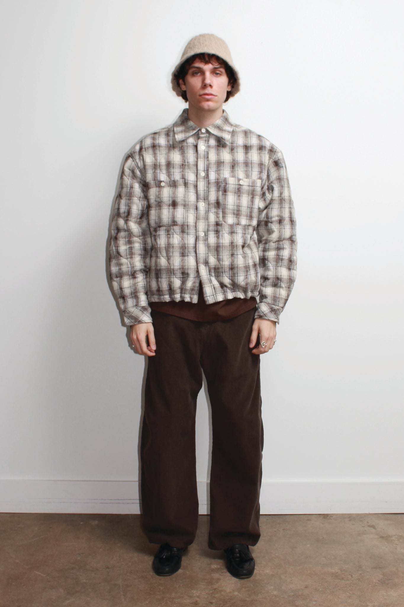 Fuzzy Buckle Bucket Hat in Beige