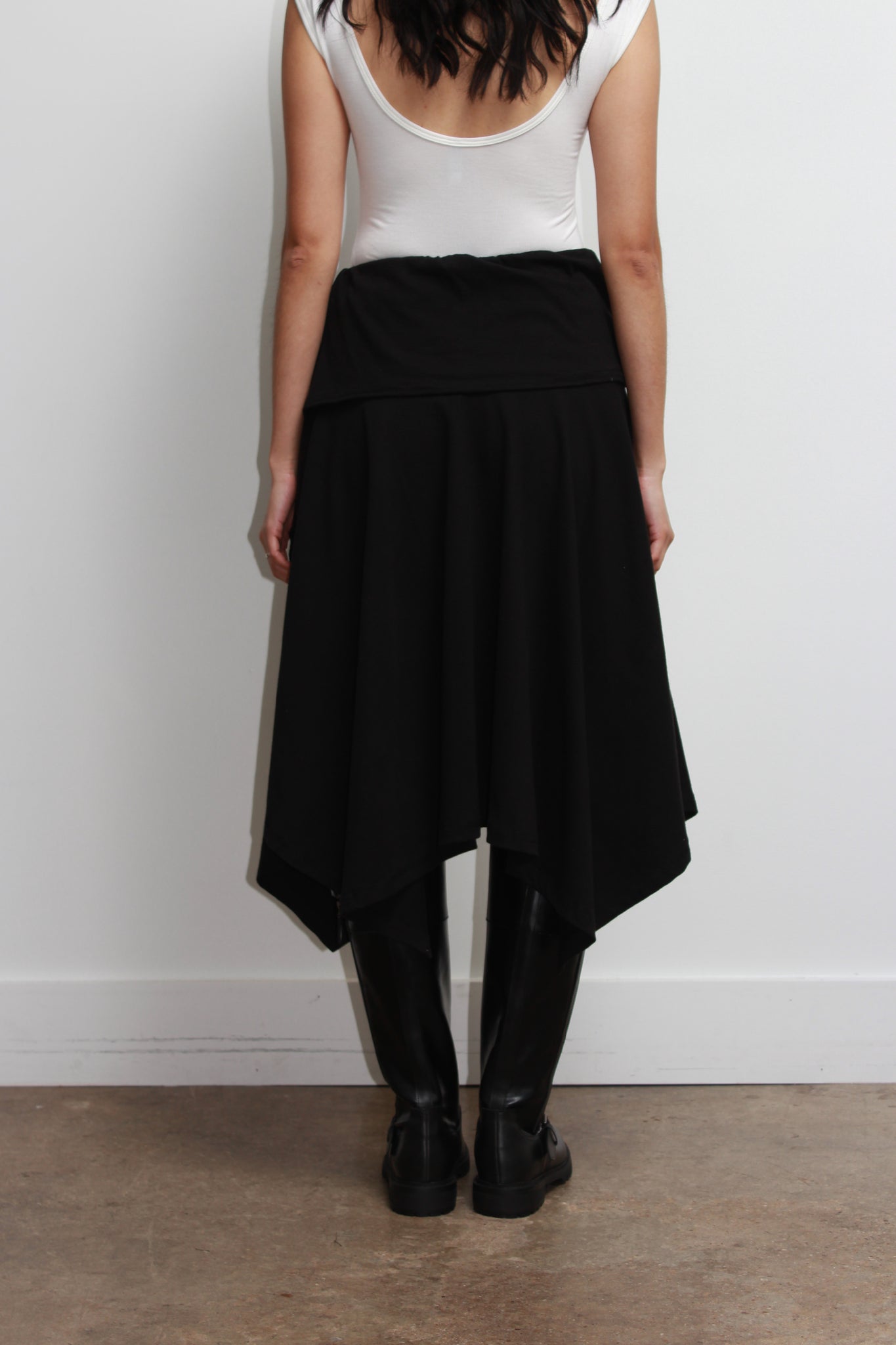 Asymmetrical Cotton Midi Skirt in Black