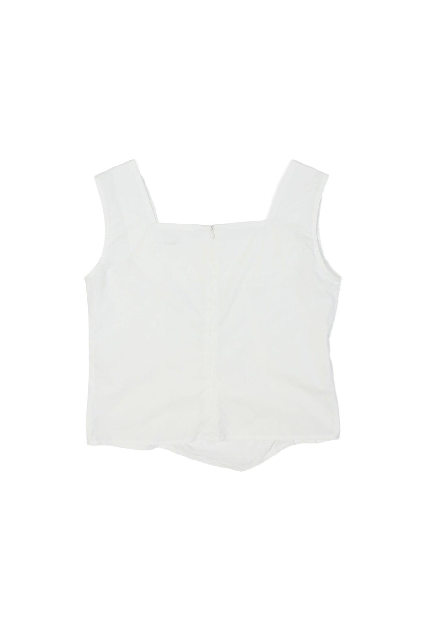 Three Shirring Unbalance Hem Top in Off White