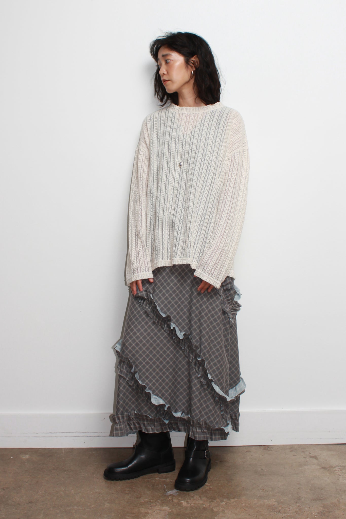 Rapolo Net Knit Top in Cream
