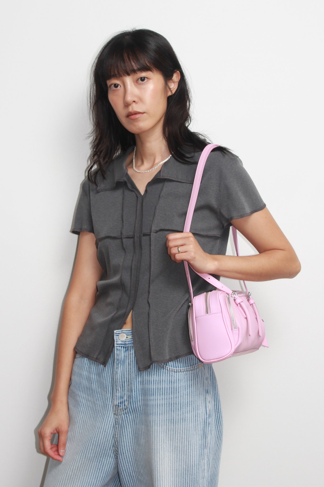 Almond Open collar T-Shirt in Beige