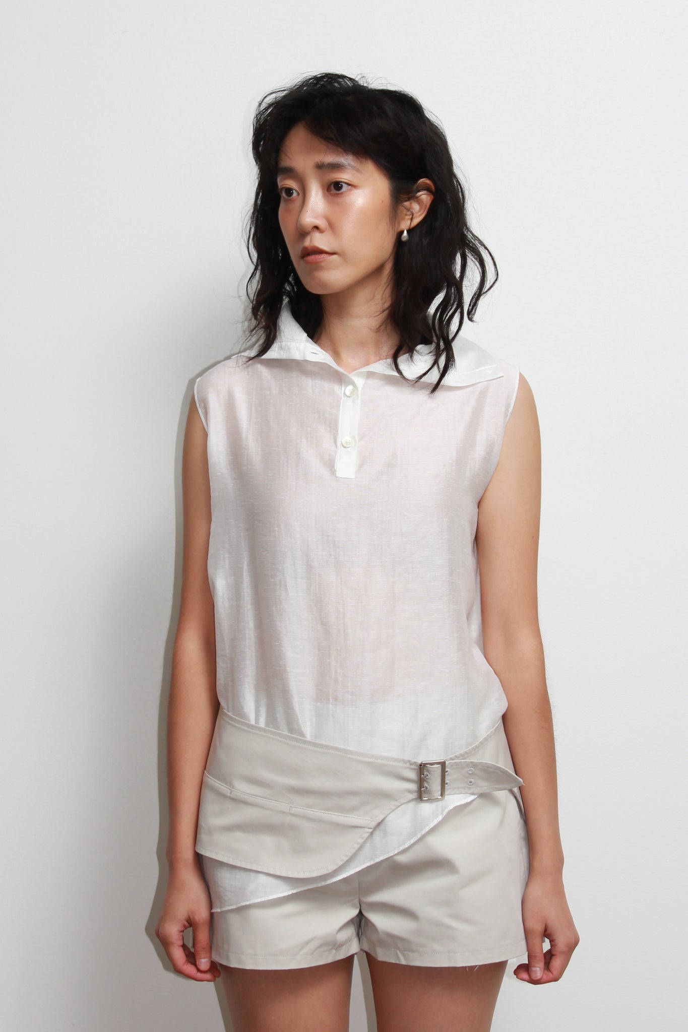 Pipin Mockneck Button Top