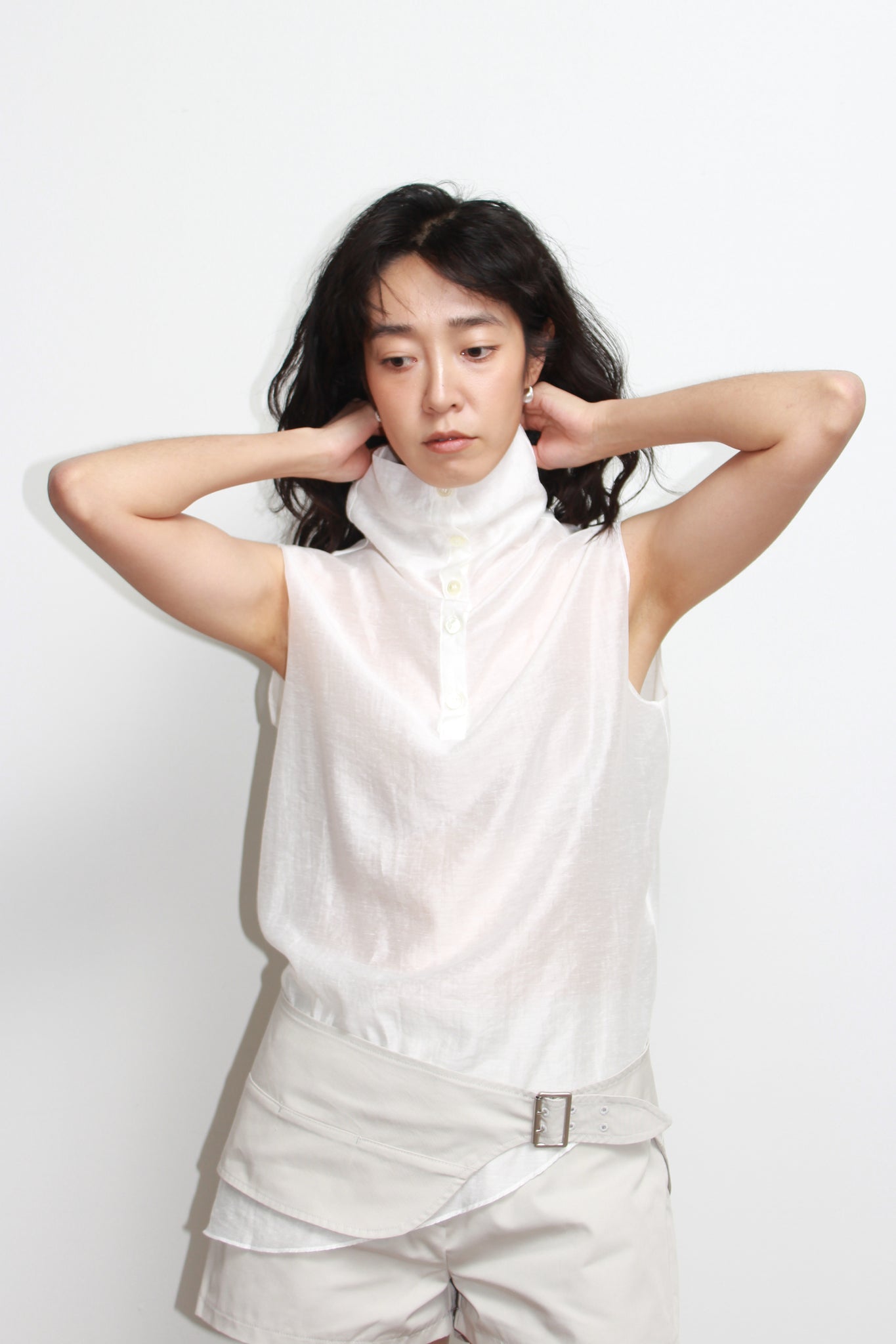 Pipin Mockneck Button Top