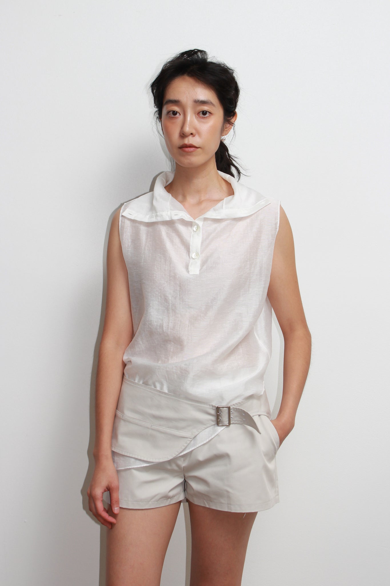 Pipin Mockneck Button Top