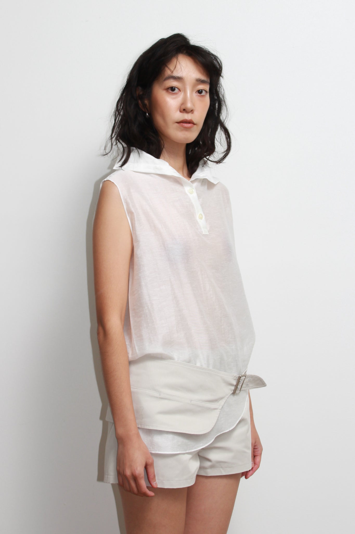 Pipin Mockneck Button Top