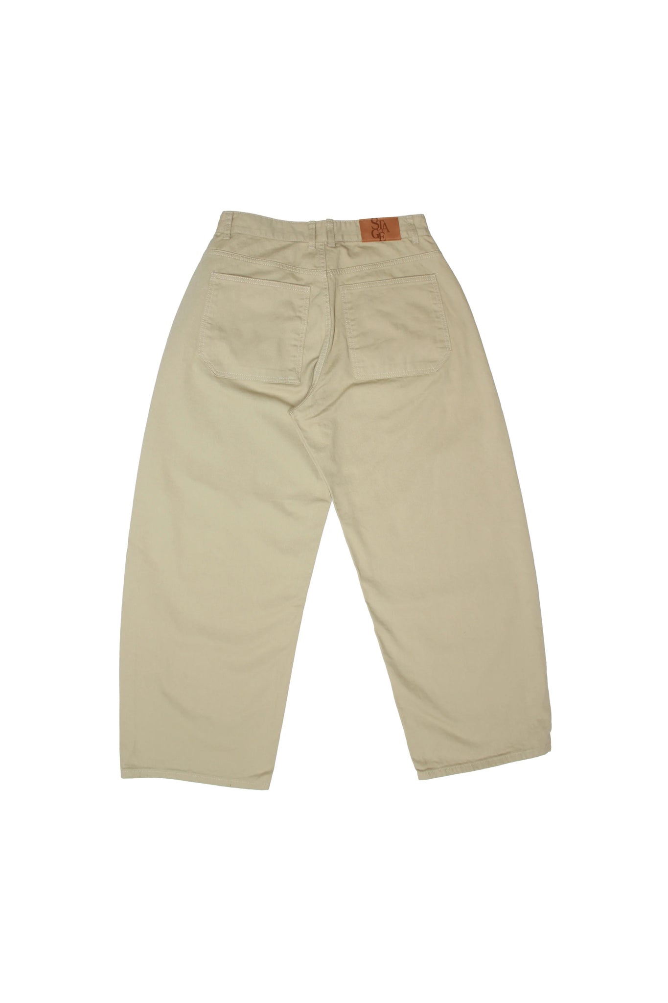 Wide Cotton Pants in Khaki Beige
