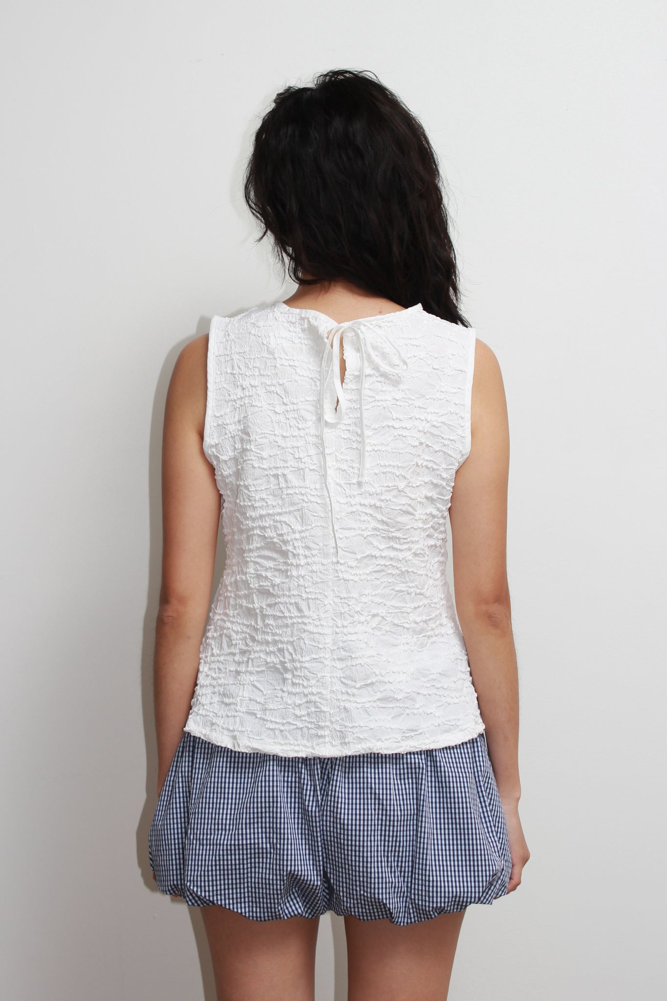 Texture Back Ribbon Top in Pink