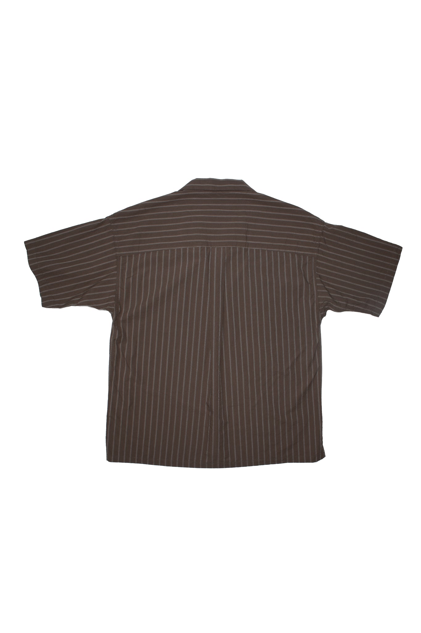 Chef Stripe Open Collar Shirt in Brown