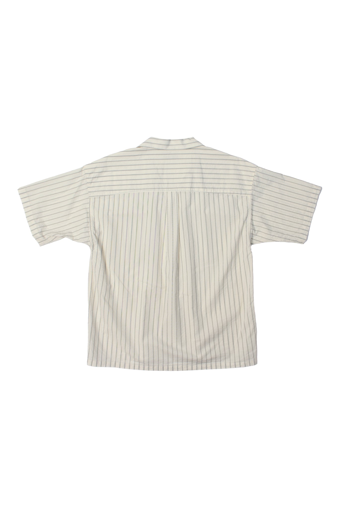 Chef Stripe Open Collar Shirt in Off-White
