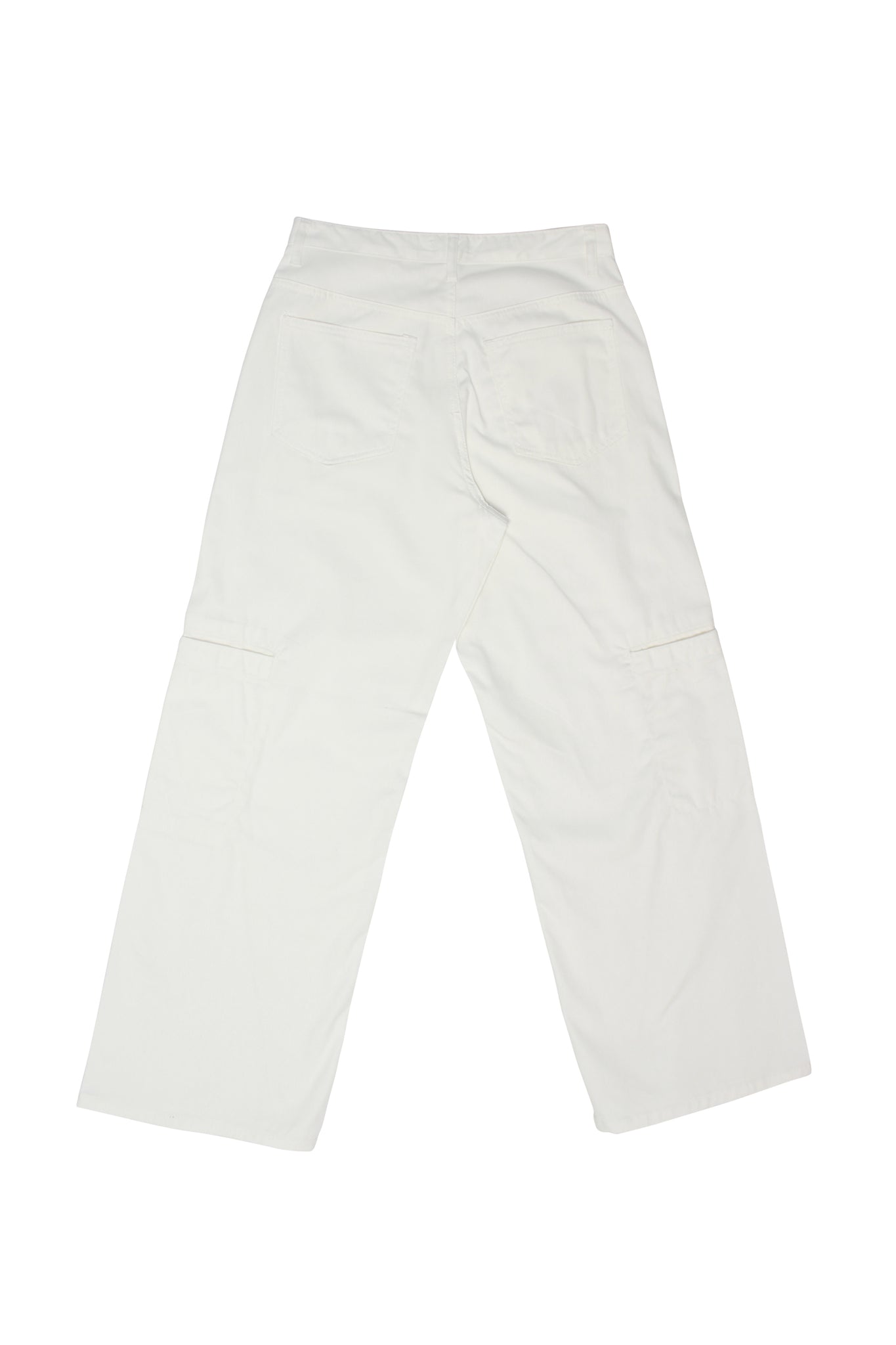 Linked Curved Cotton Chino Pants in Off White
