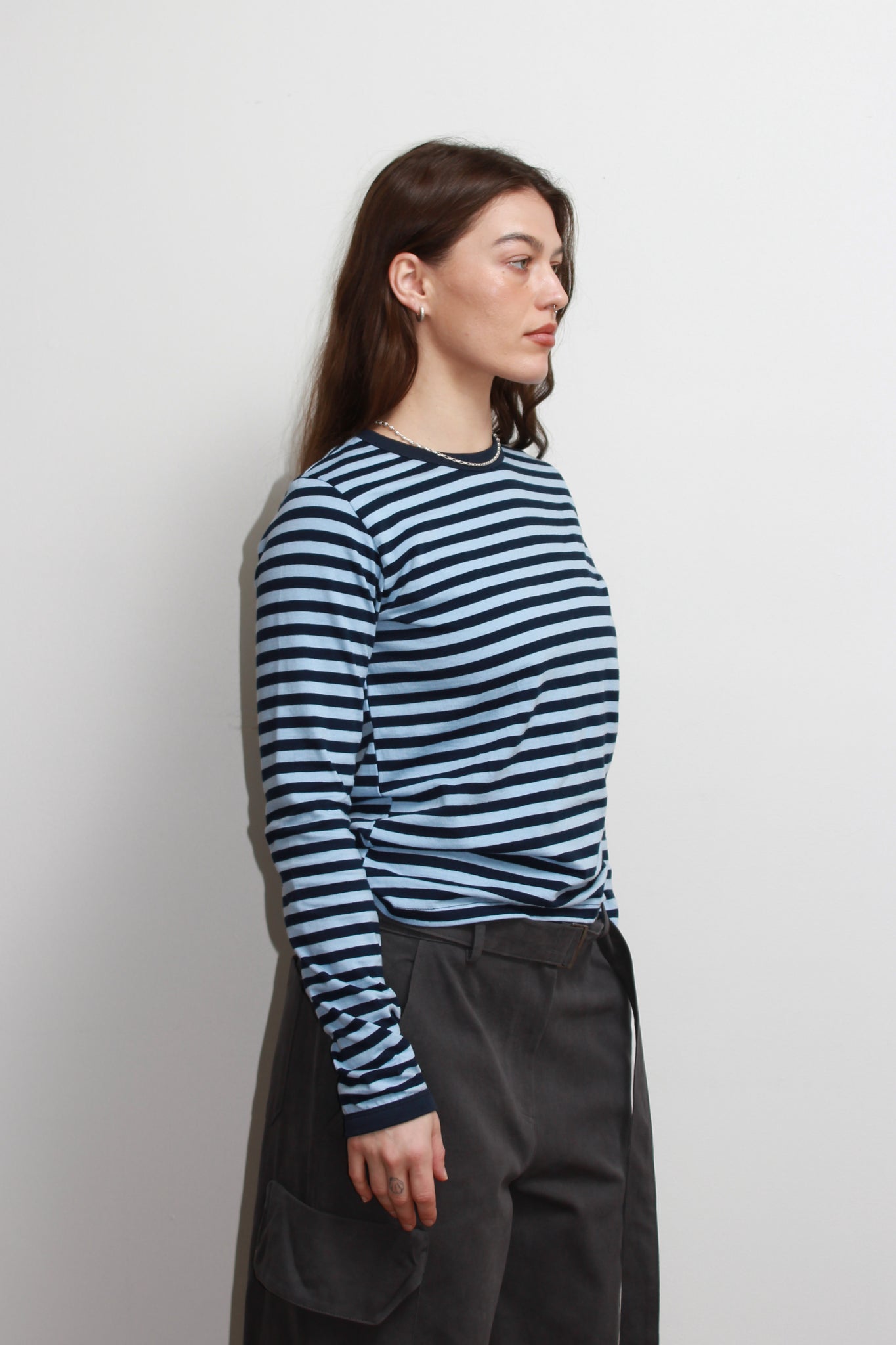 Striped Basic Long sleeve T-Shirt in Grey – Jowa.shop